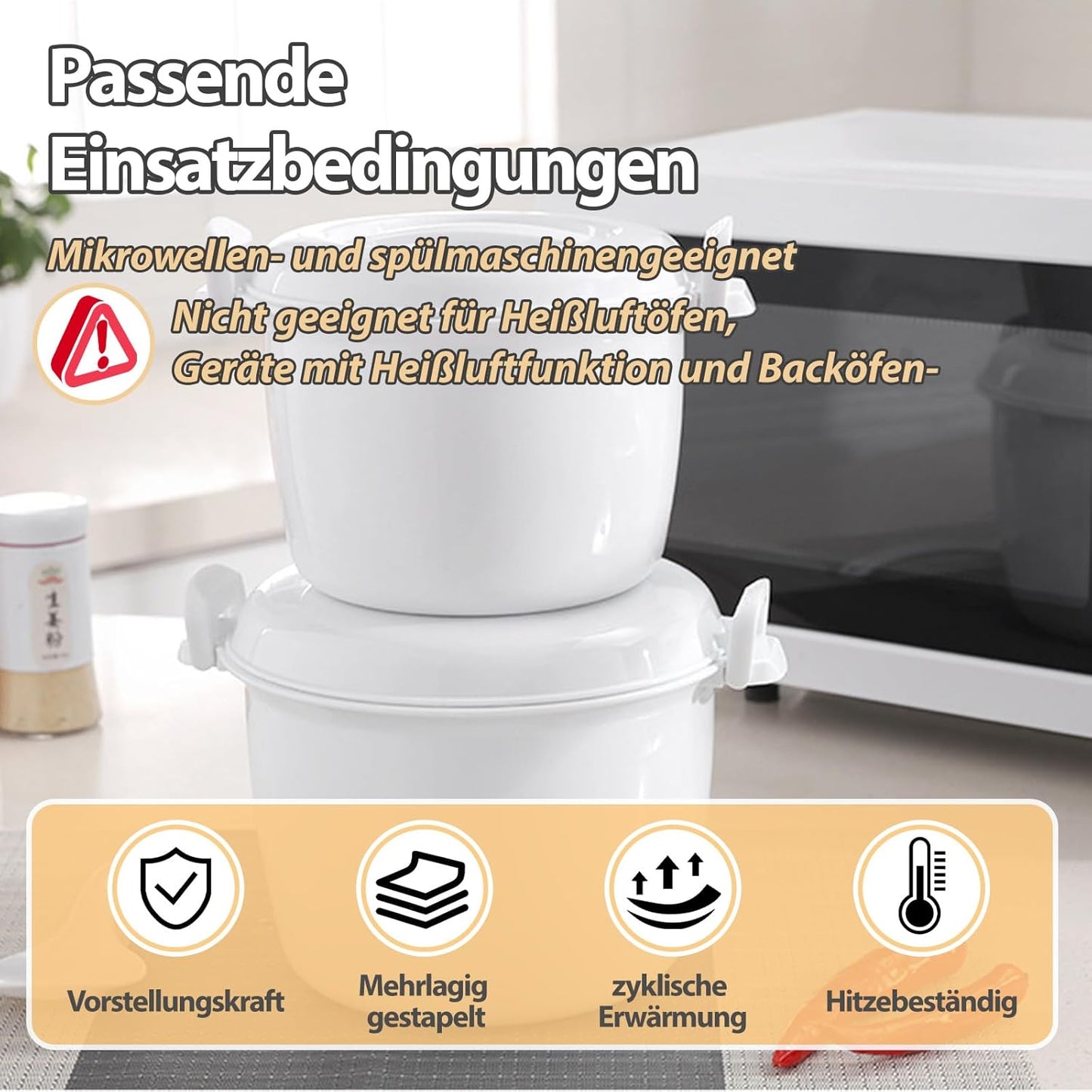 Tragbarer Mikrowellen-Reiskocher (2,6L), 2.6L