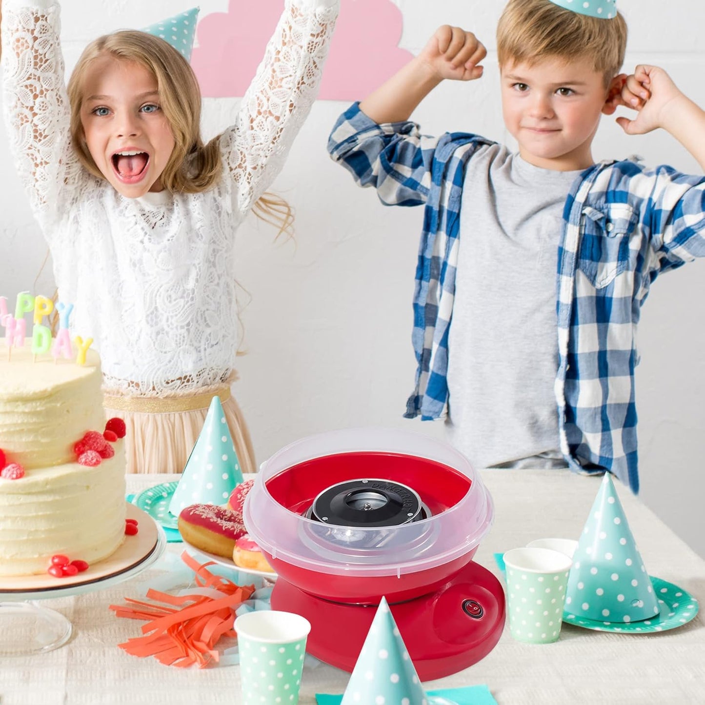 Zuckerwattemaschine für Kinder und Erwachsene, Rot