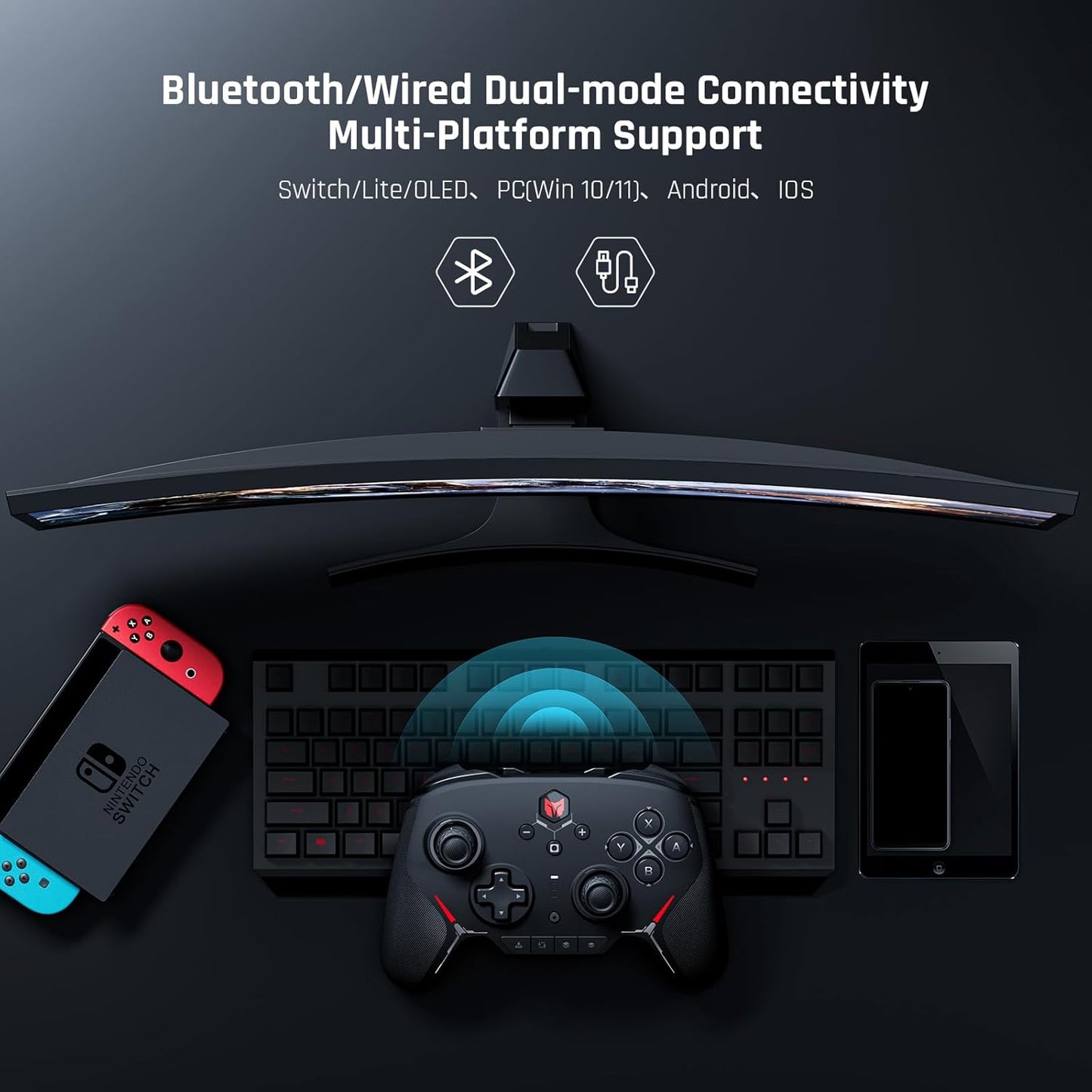 Kabelloser Controller mit benutzerdefinierten Tasten, C2pro-black