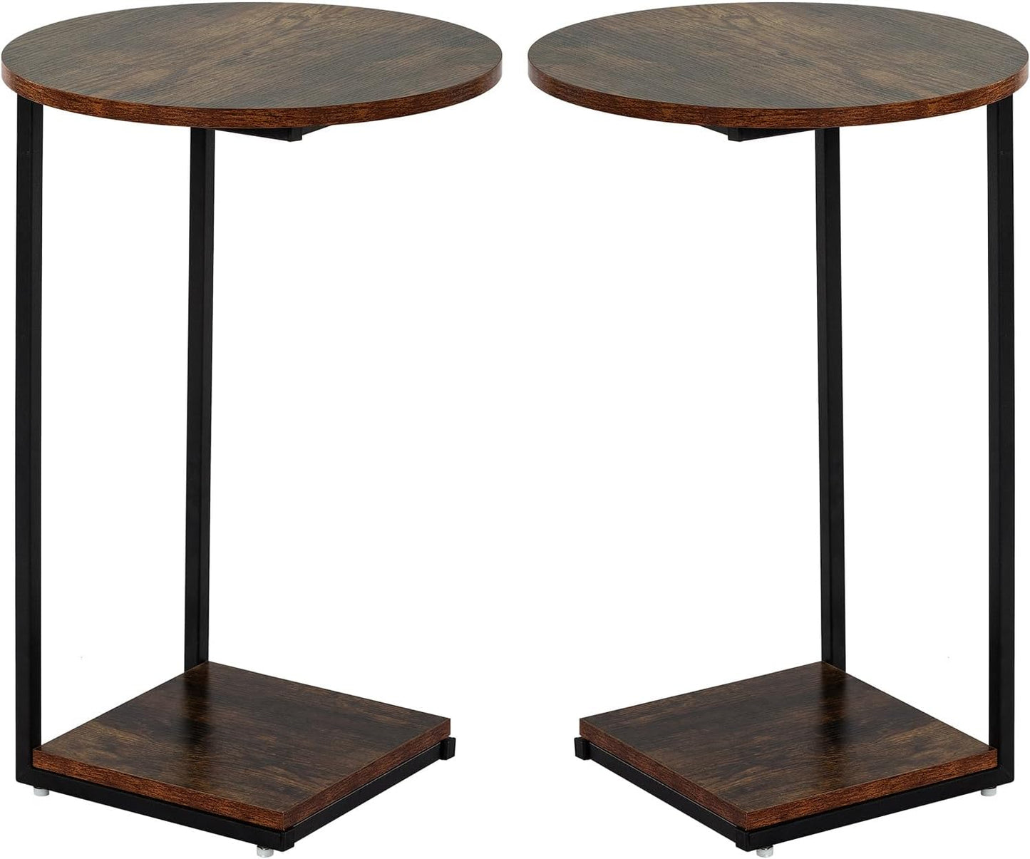 C-förmiger Beistelltisch 2er Set, Vintage-Look, Braun 40*40*60cm(2er Set)