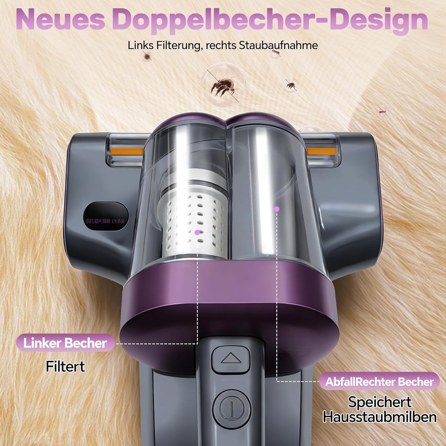 3-in-1 Milbensauger mit UV-C Licht & Heissluft