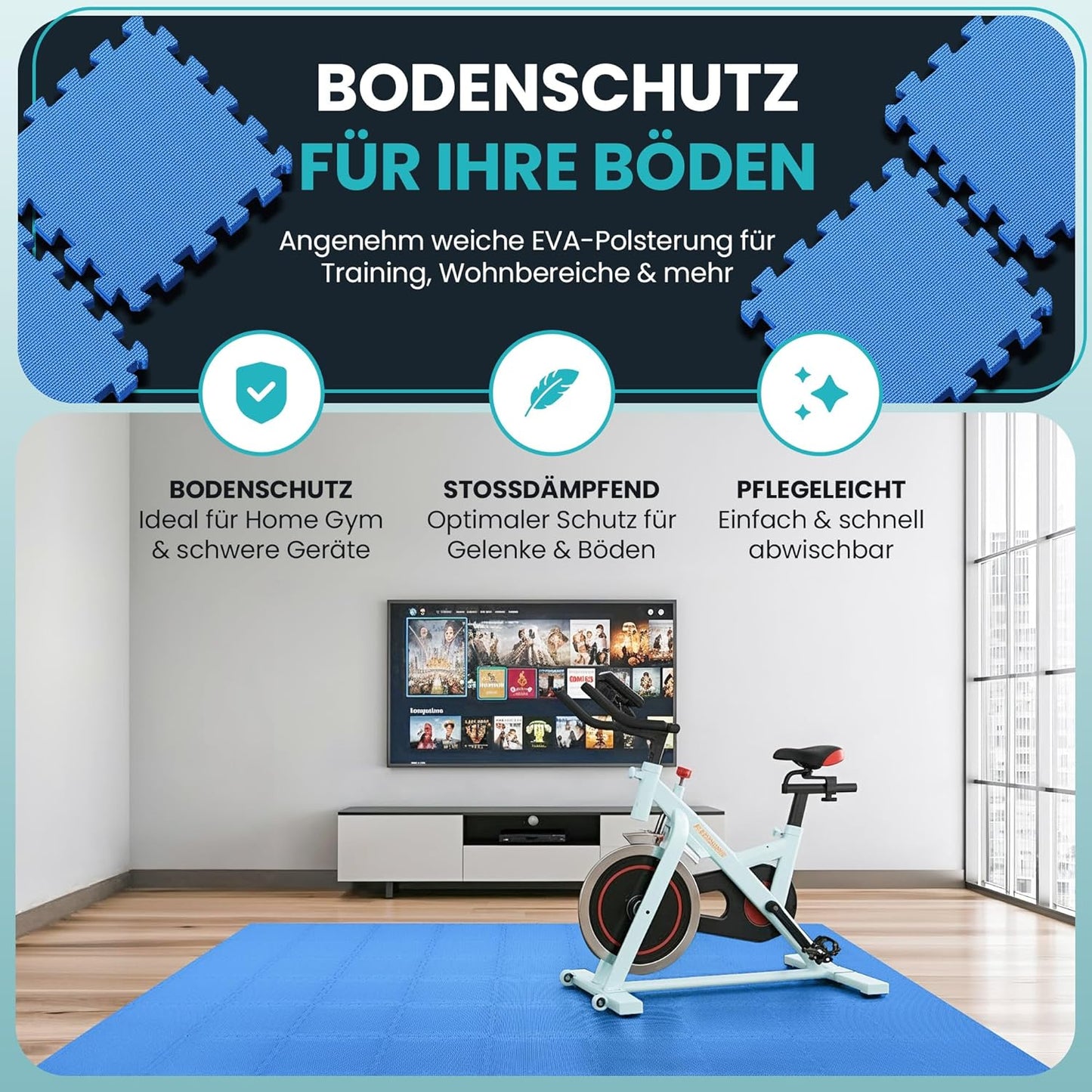 21-teiliges Bodenschutzmatten-Set, Blau