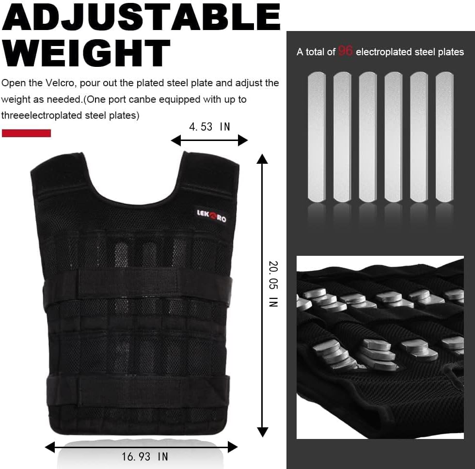 Verstellbare Gewichtsweste 20 kg, Black