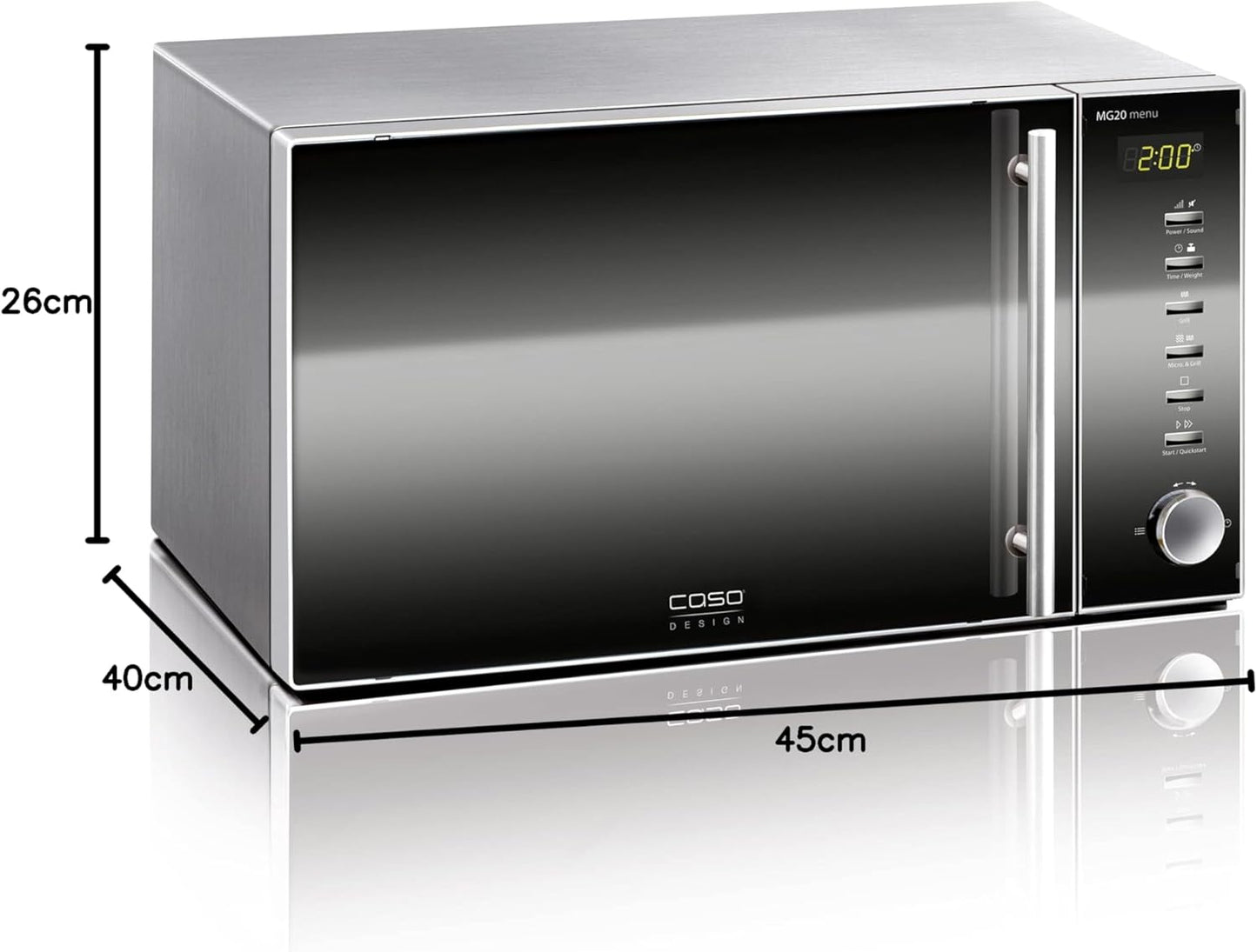 2-in-1 Mikrowelle mit Grill MG20 Menu, Mikrowelle + Grill, Single