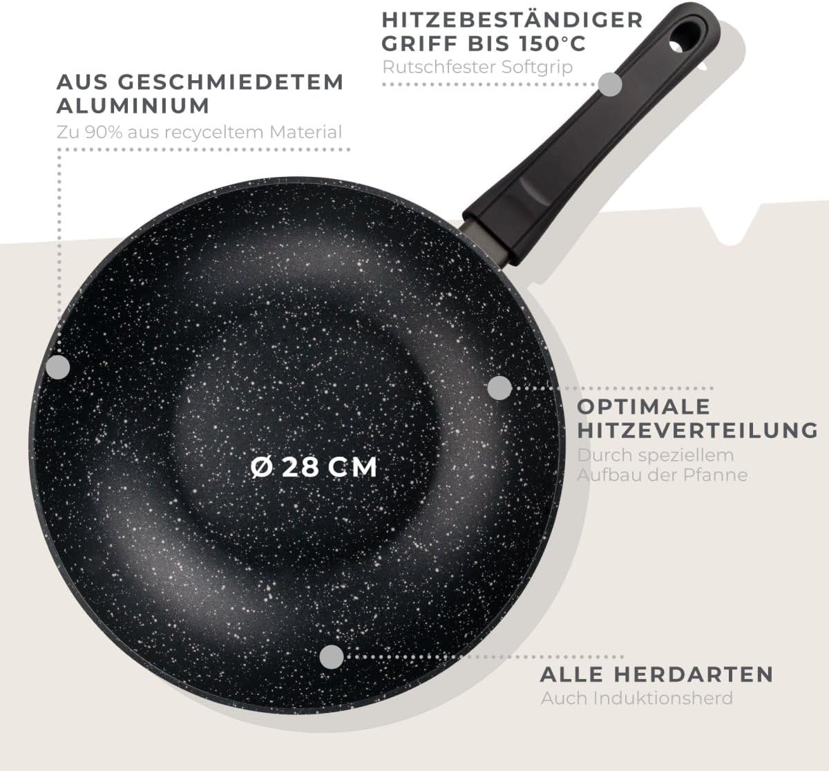 66017 Wokpfanne Marble, Wok-Pfanne 28 cm