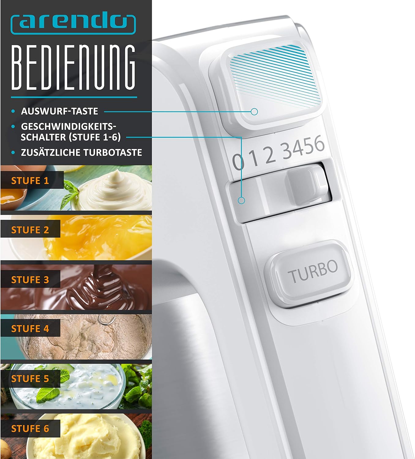 Handmixer Mix 1 mit 5 Geschwindigkeiten, B: Weiss
