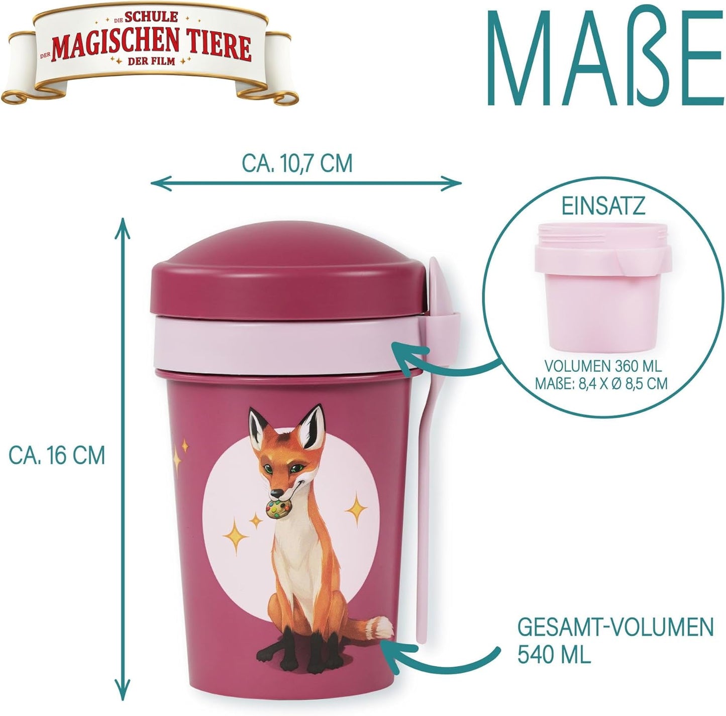 Auslaufsicherer Müslibecher To Go: Die Schule der Magischen Tiere, Rot