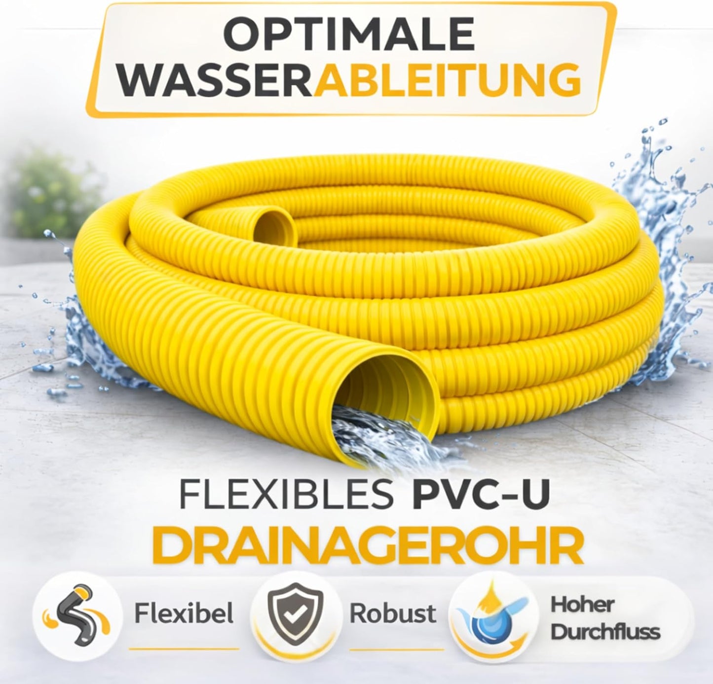 Flexibles Drainagerohr DN65 Sickerrohr perforiert, DN65 5m