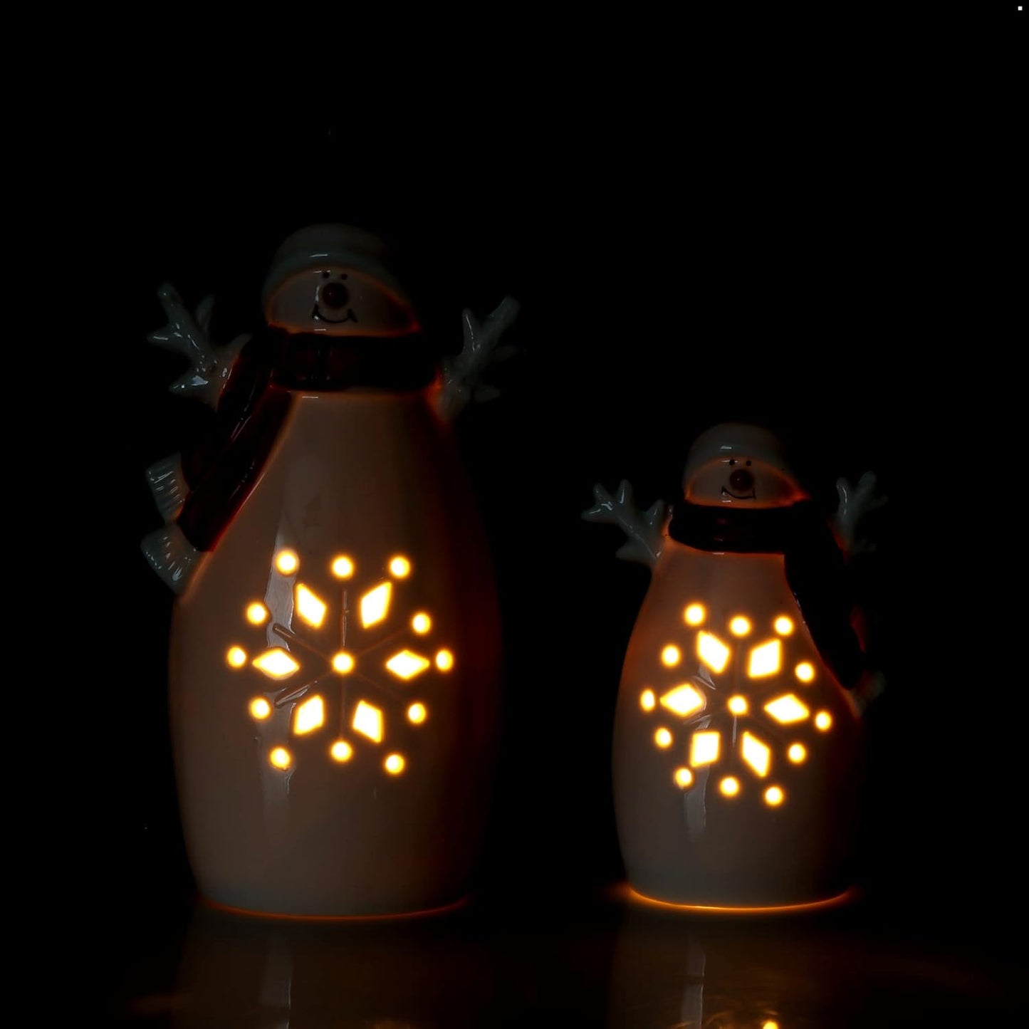 2-teiliges LED-Schneemann Weihnachtsfiguren-Set mit Timer, 02 Stück - Schneemann - Timer