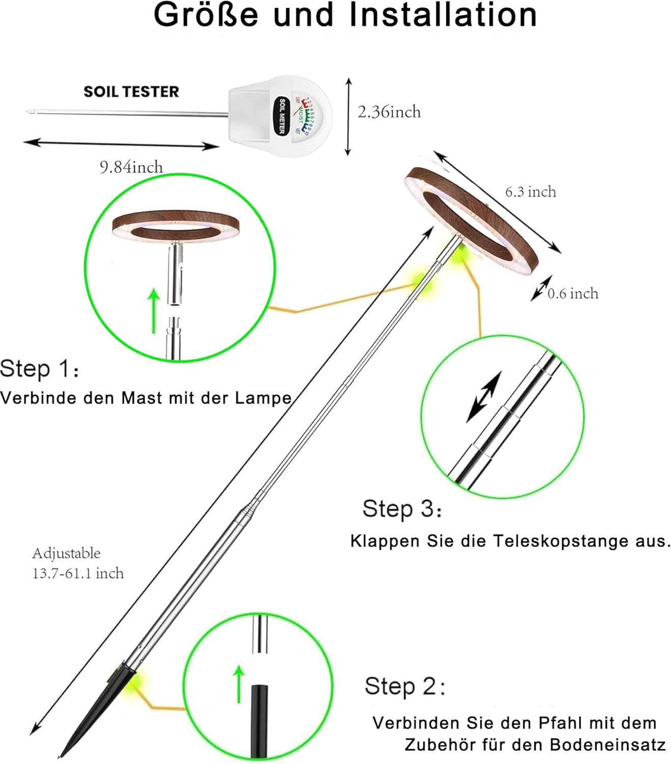 LED-Wachstumslampe mit Timer, Walnut Wood Grain 1 PCS
