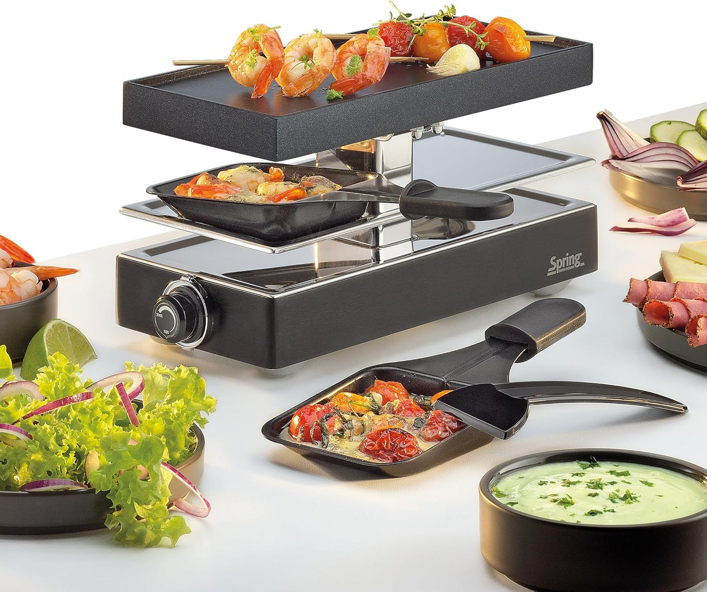 Raclette Tischgrill für 2 Personen mit Antihaftplatte, 2 Personen / Raclette Schwarz