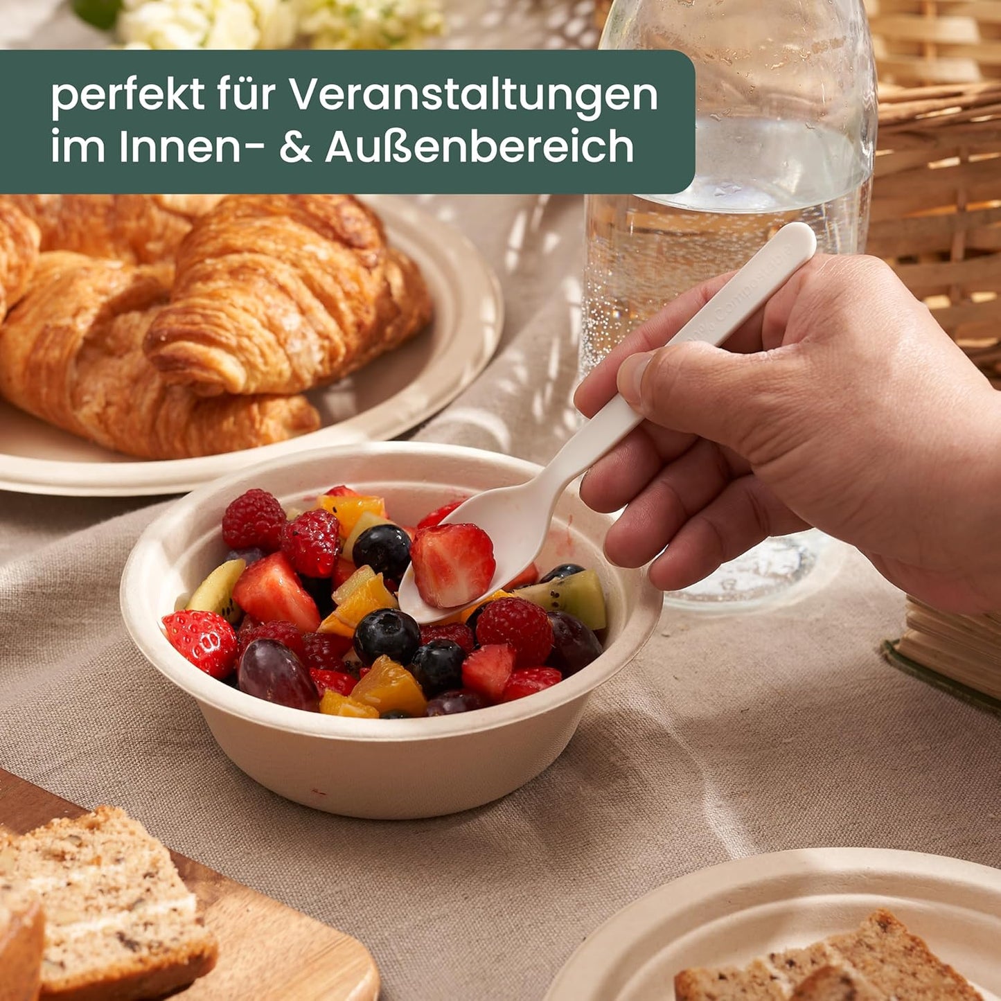 Biologisch abbaubares Löffel-Set, Löffel - Weiss 16cm / 6" 200er Pack