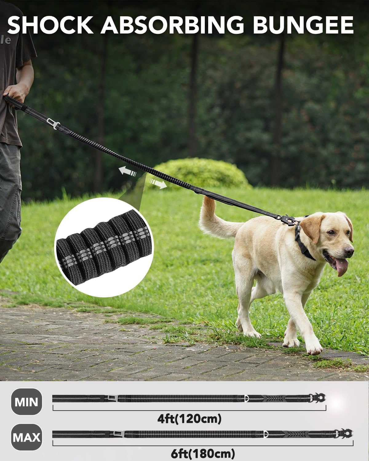 ‎J-A36004-BLA Taktische Hundeleine, 1.2m-1.8m Schwarz