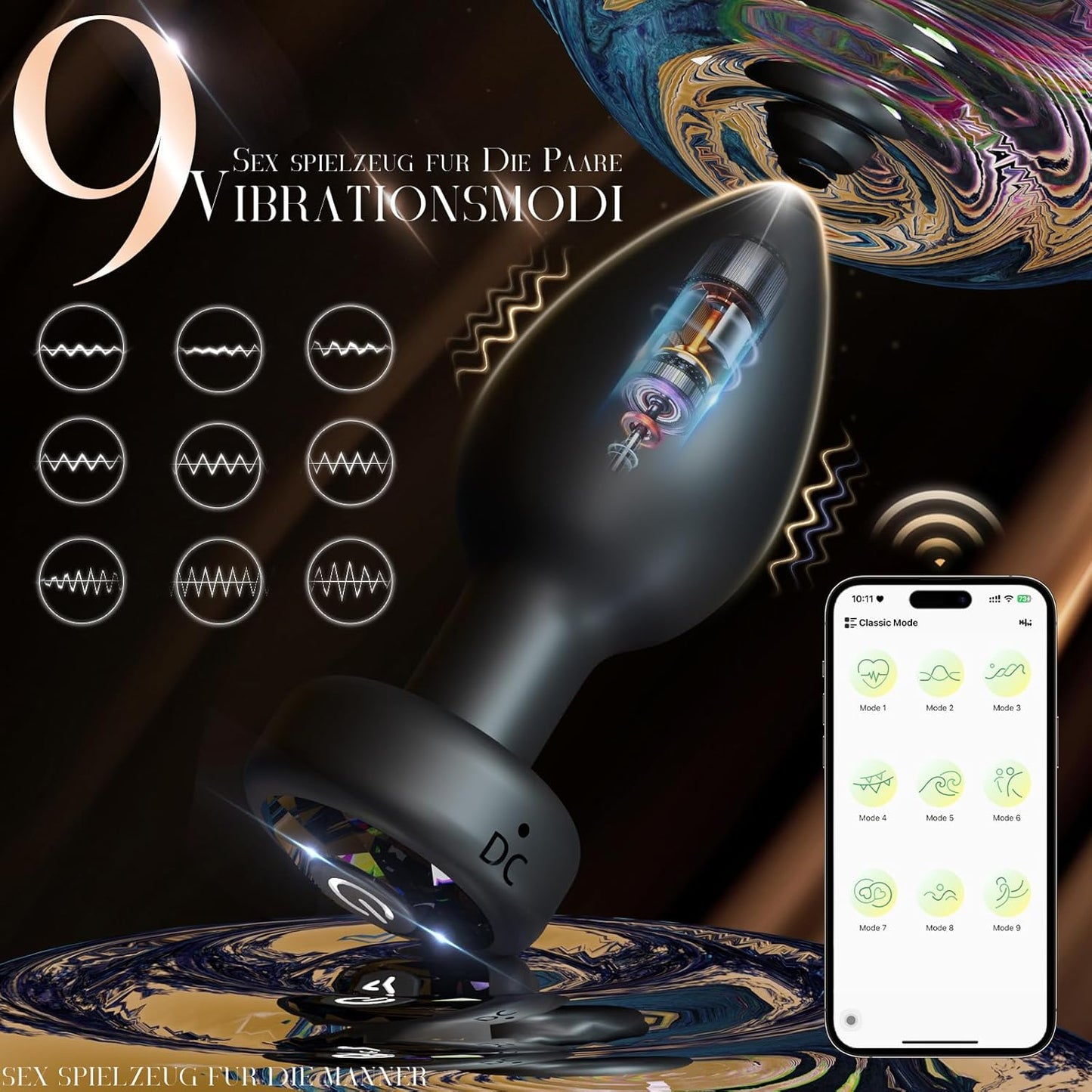 Analplug mit 10 Modi und App-Steuerung