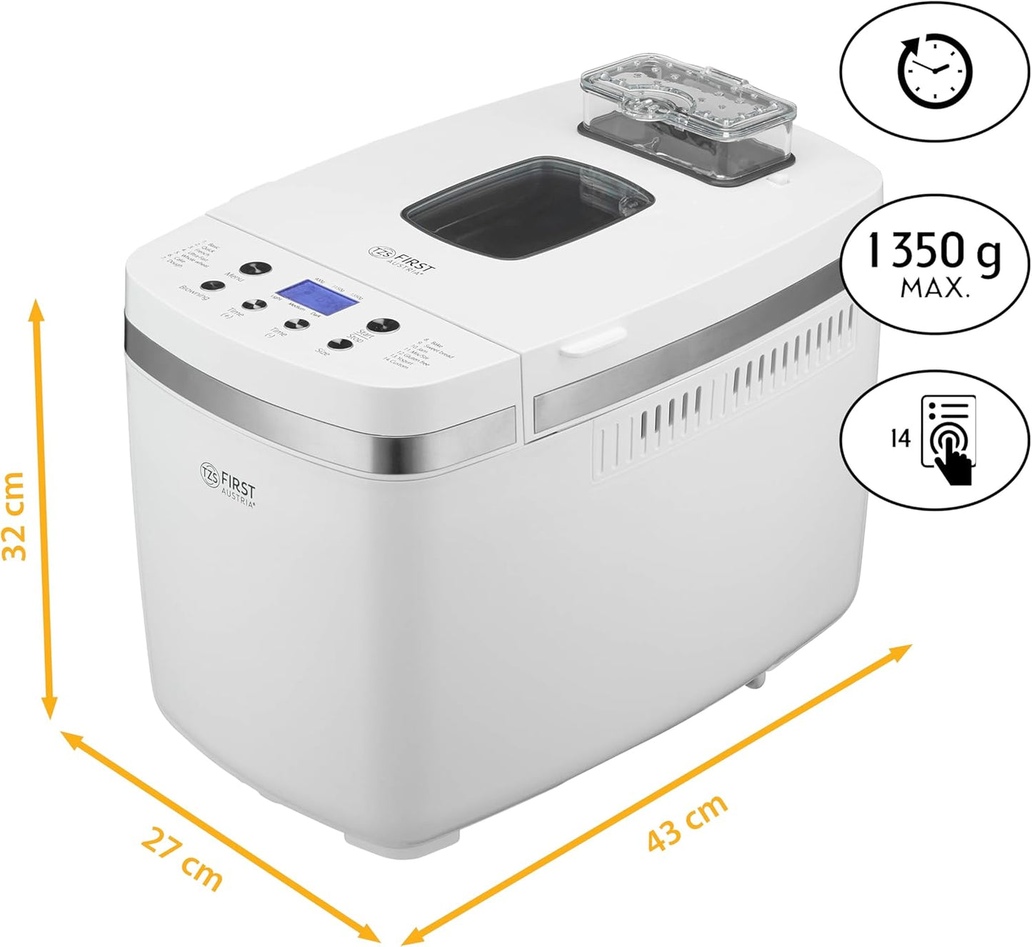 Brotbackautomat mit Timer & 14 Programmen, 900-1350 g Brot