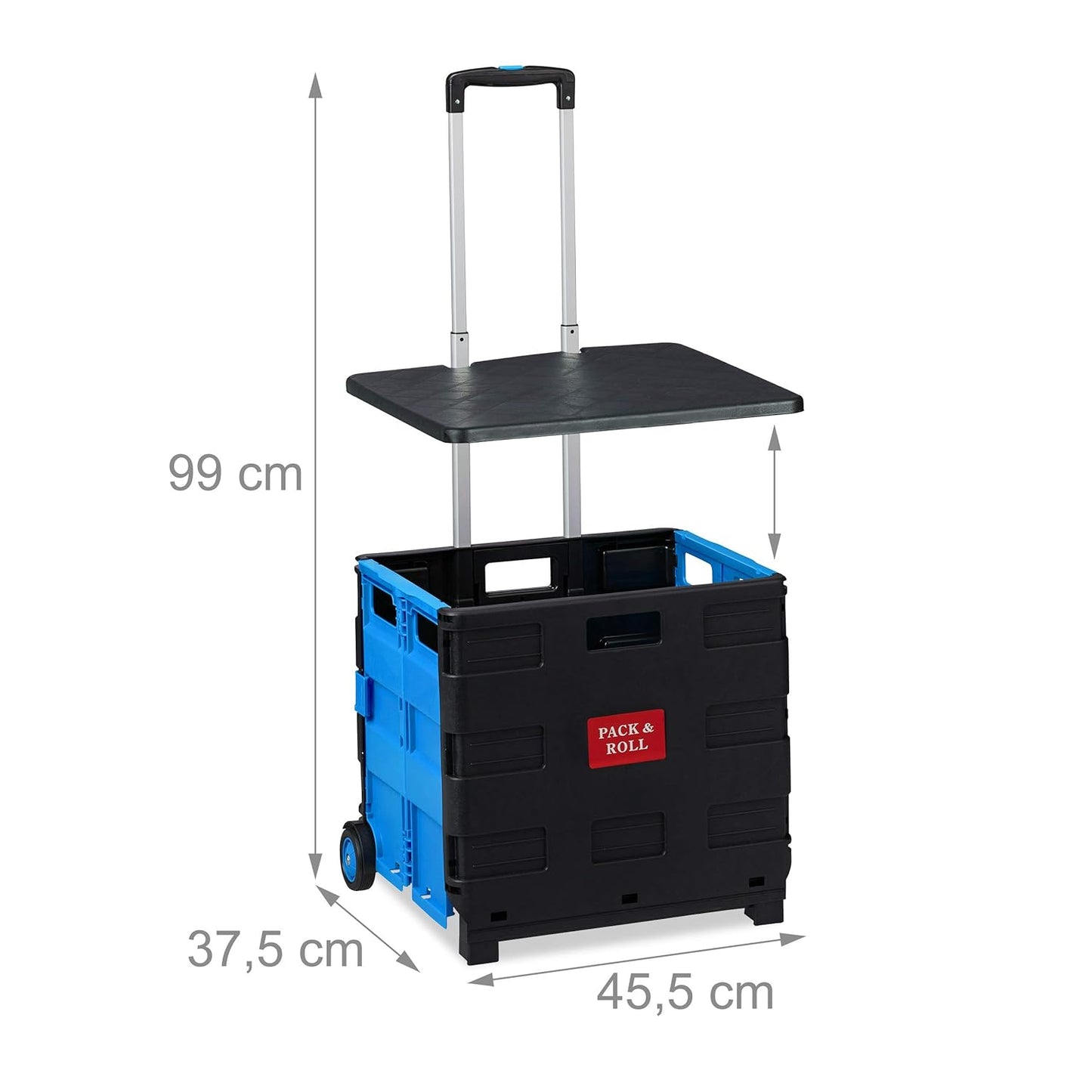 Klappbarer Einkaufstrolley, Blau/Schwarz
