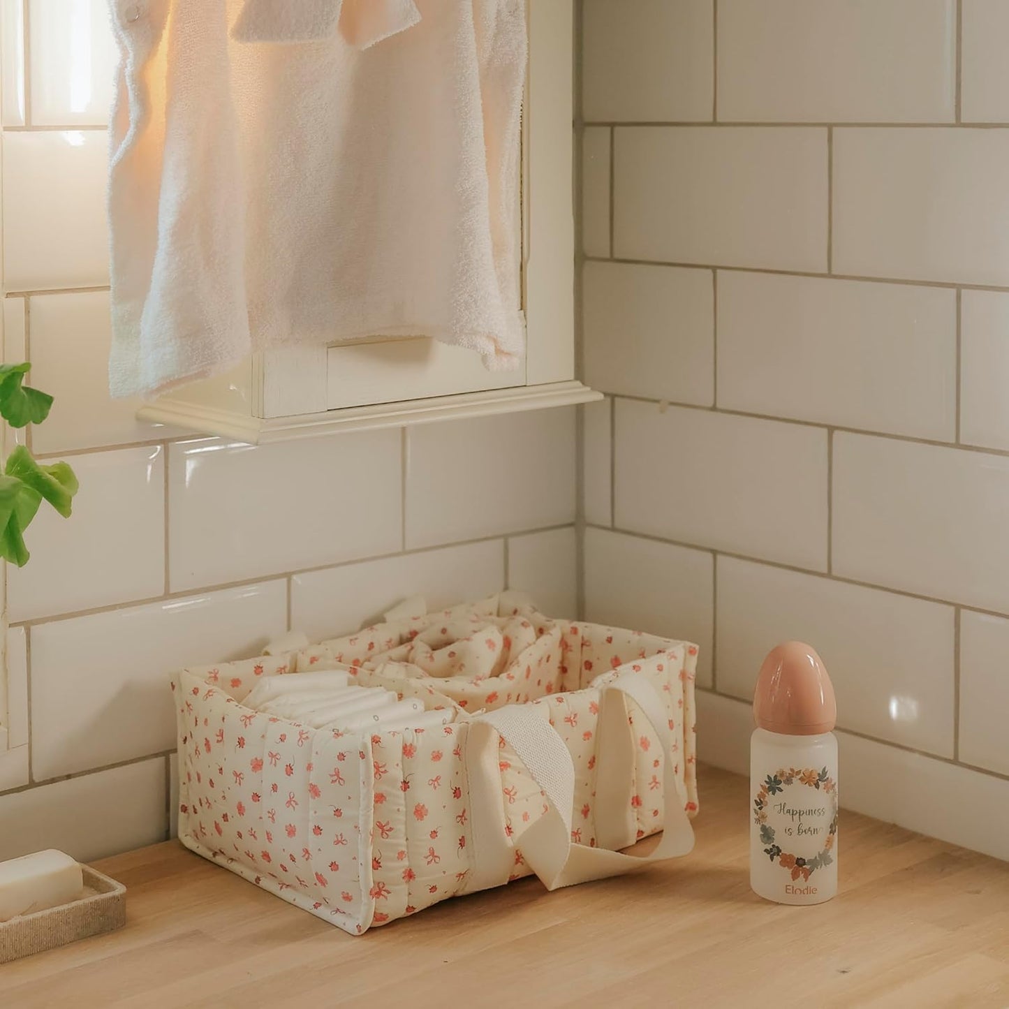 Wickeltisch Organizer mit herausnehmbaren Fächern, Petit River Rose