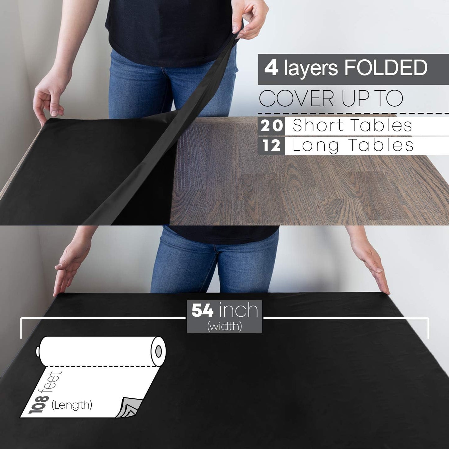 Einweg-Tischdecke, Schwarz