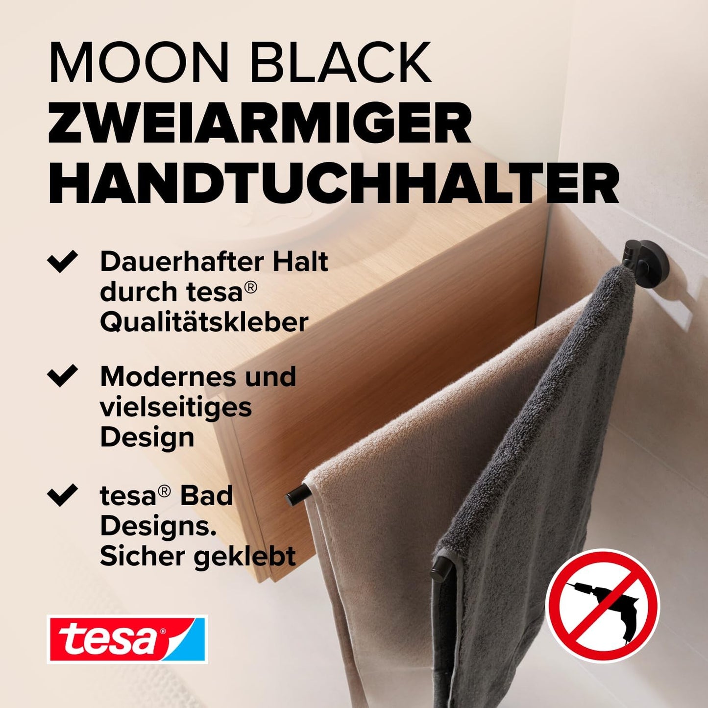 Moon Black Handtuchhalter, Handtuchhalter 2-armig