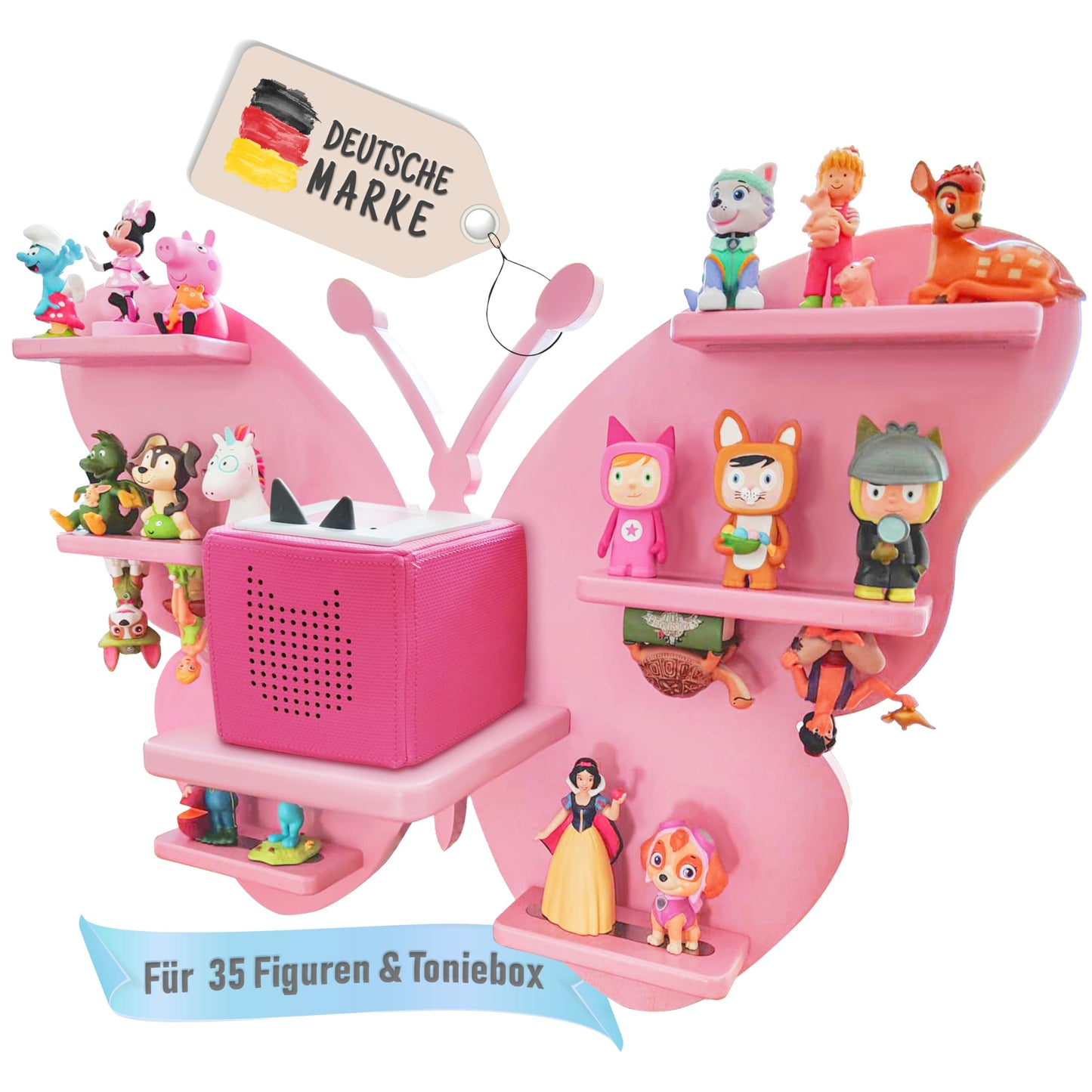 Tonie Regal Schmetterling für 35 Figuren und Toniebox, Rosa