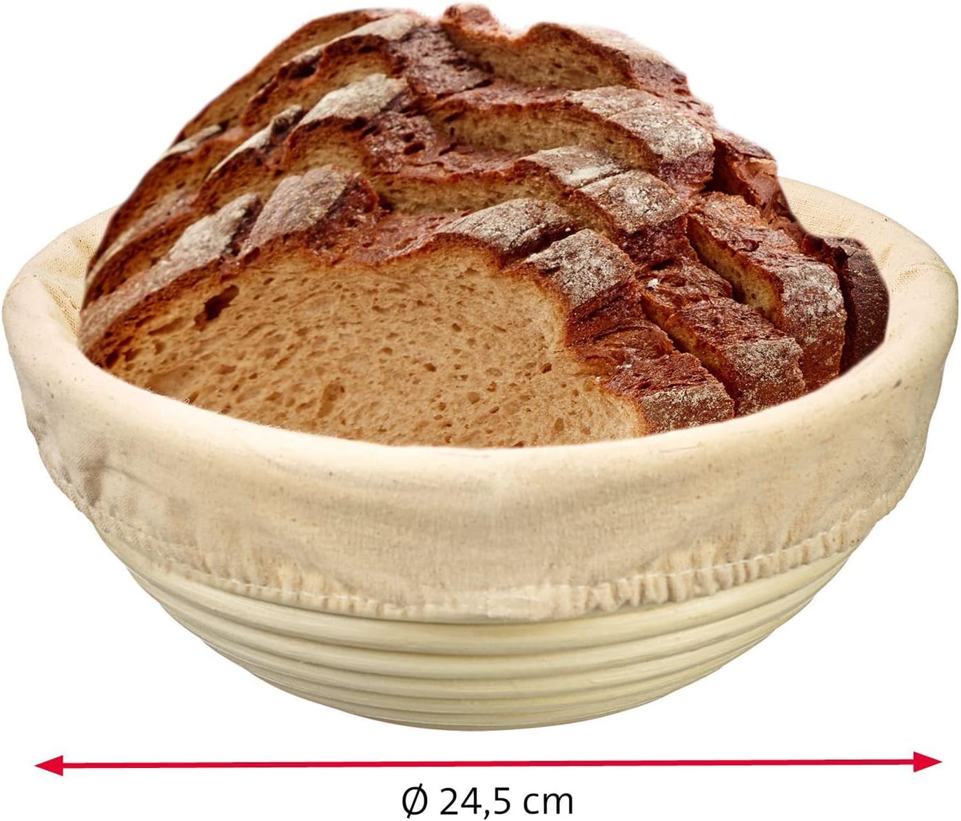 Gärkorb mit Baumwollbezug, Rund, Ca. Ø 24,5, mit Bezug Ø 24,5 cm