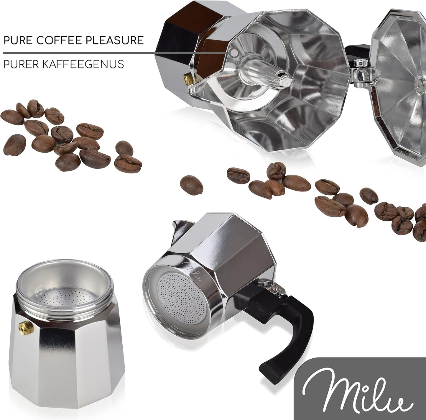 Espressokocher für 6 Tassen, Aluminium 6 Tassen (300ml)