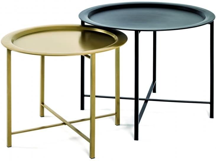 2er Set Couchtisch, Schwarz-gold