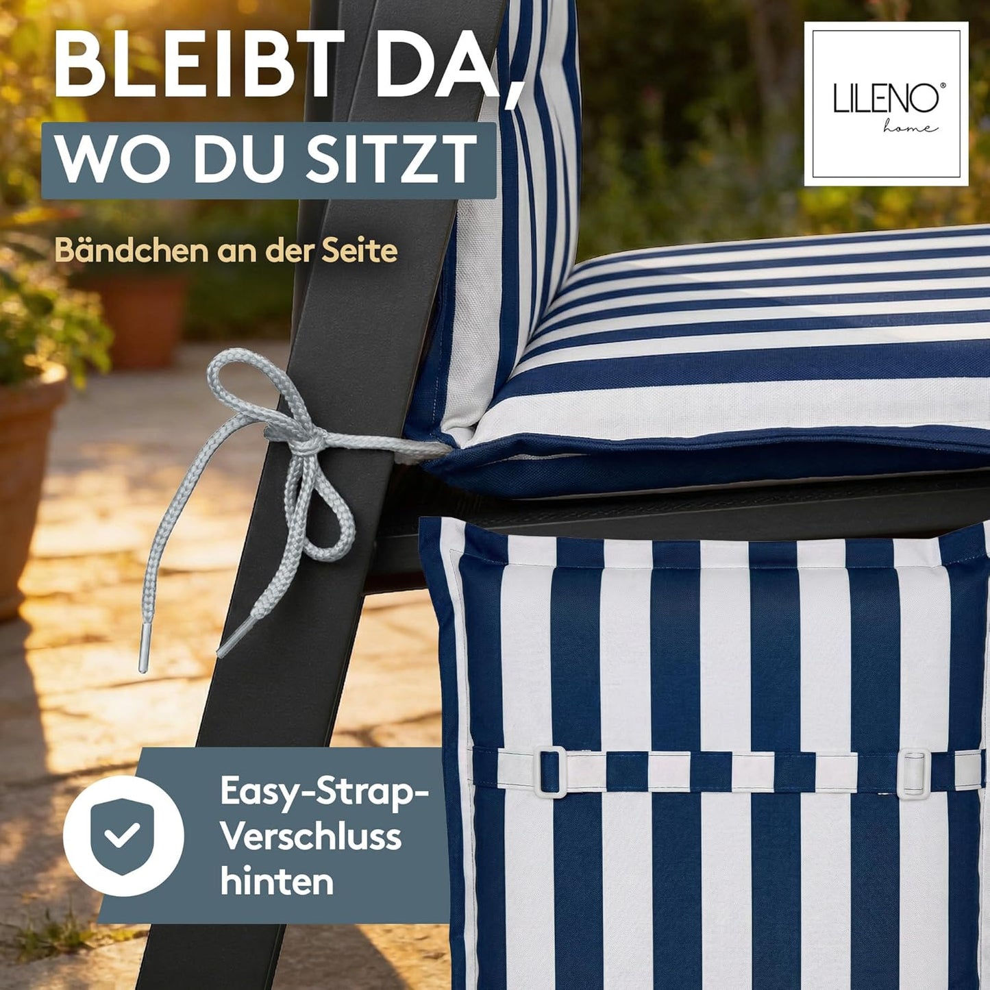 Gepolstertes Liegenauflage, Blockstreifen Blau 1