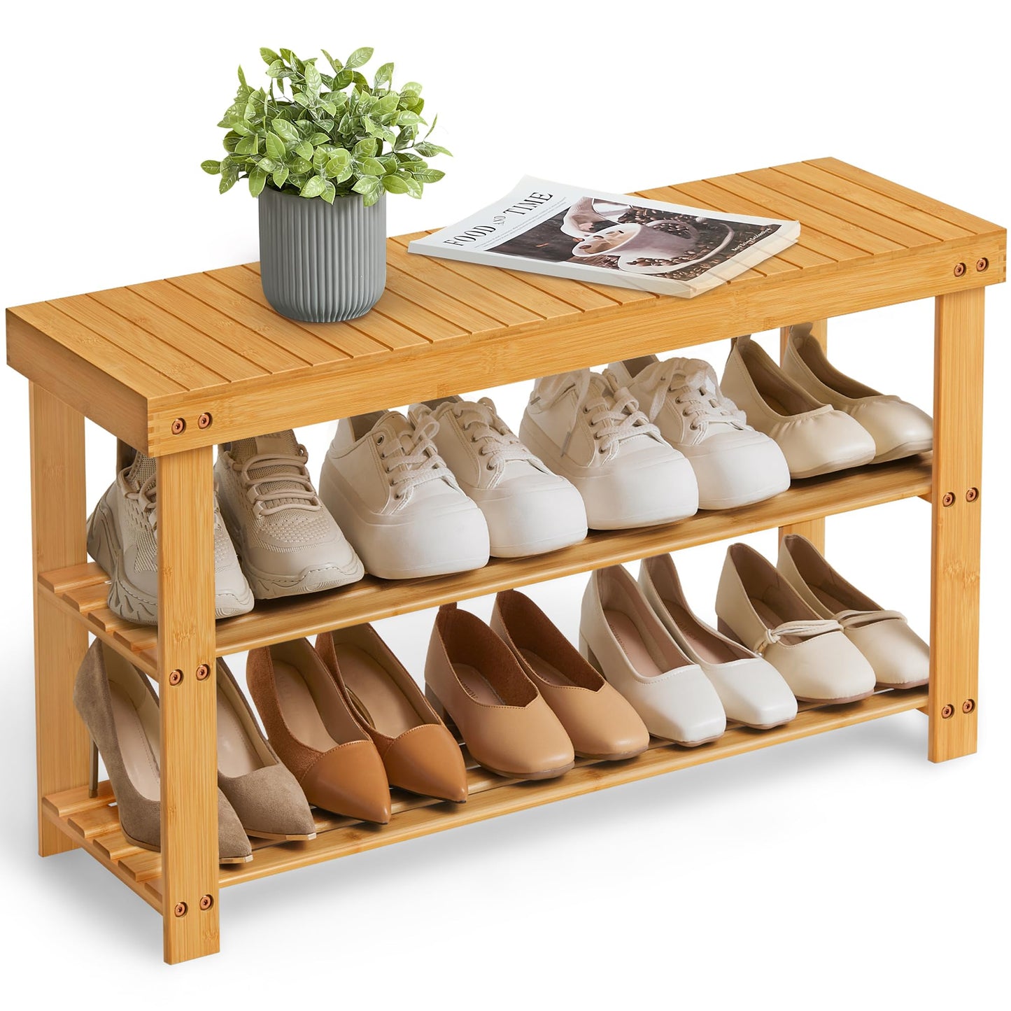 Schuhregal LBS90N, Naturfarben 90L cm ohne Sitzfläche