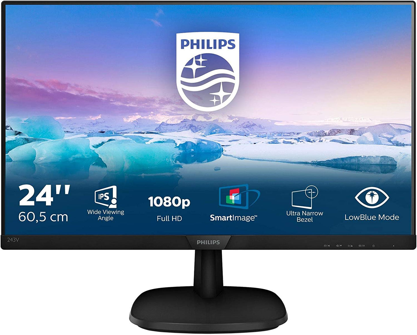 243V7QDSB/00, LED-Monitor, 24 Zoll FHD 75 Hz - IPS HDMI - DVI-D - VGA Ohne Lautsprecher