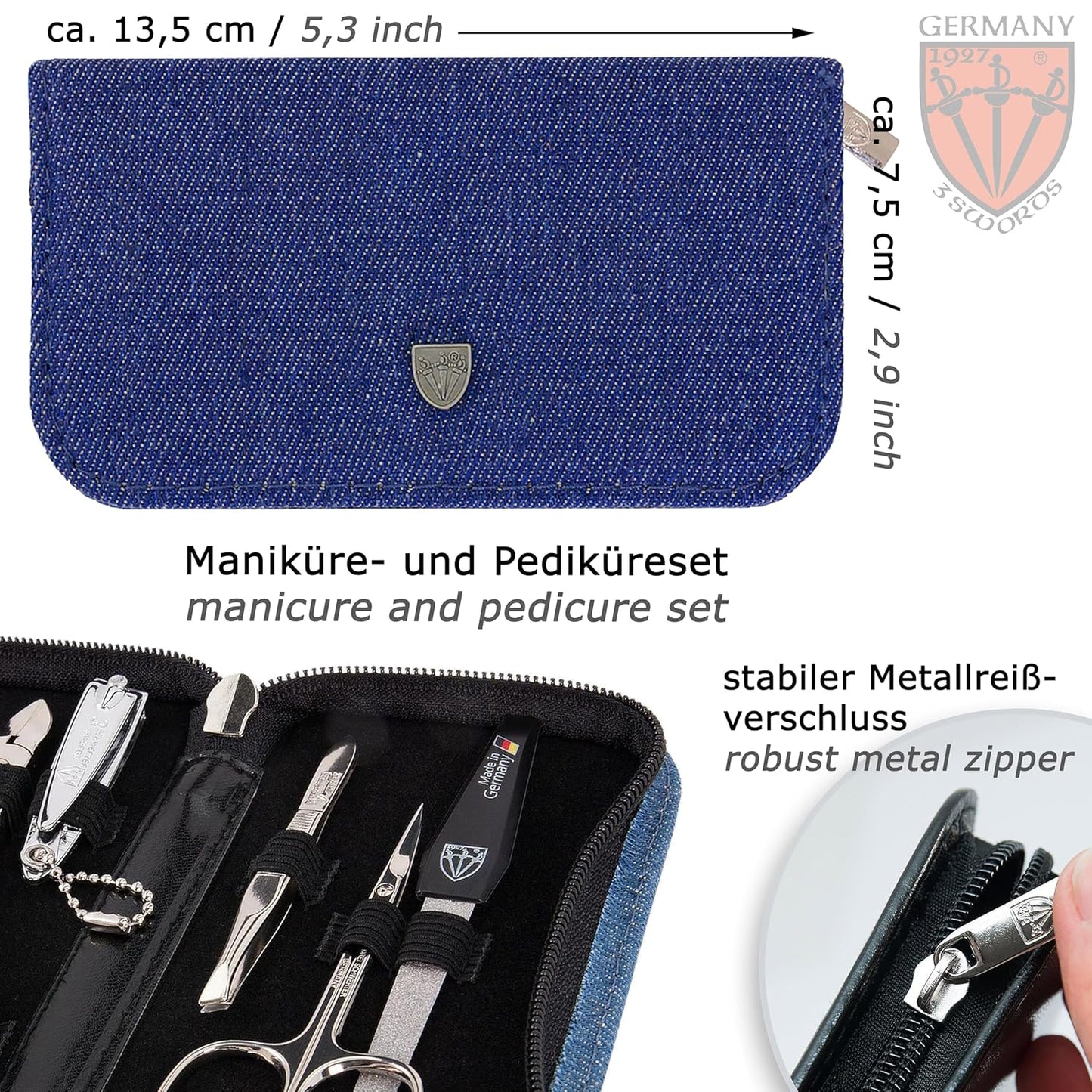 6-teiliges Maniküreset Torino, BLAU - Jeanslook