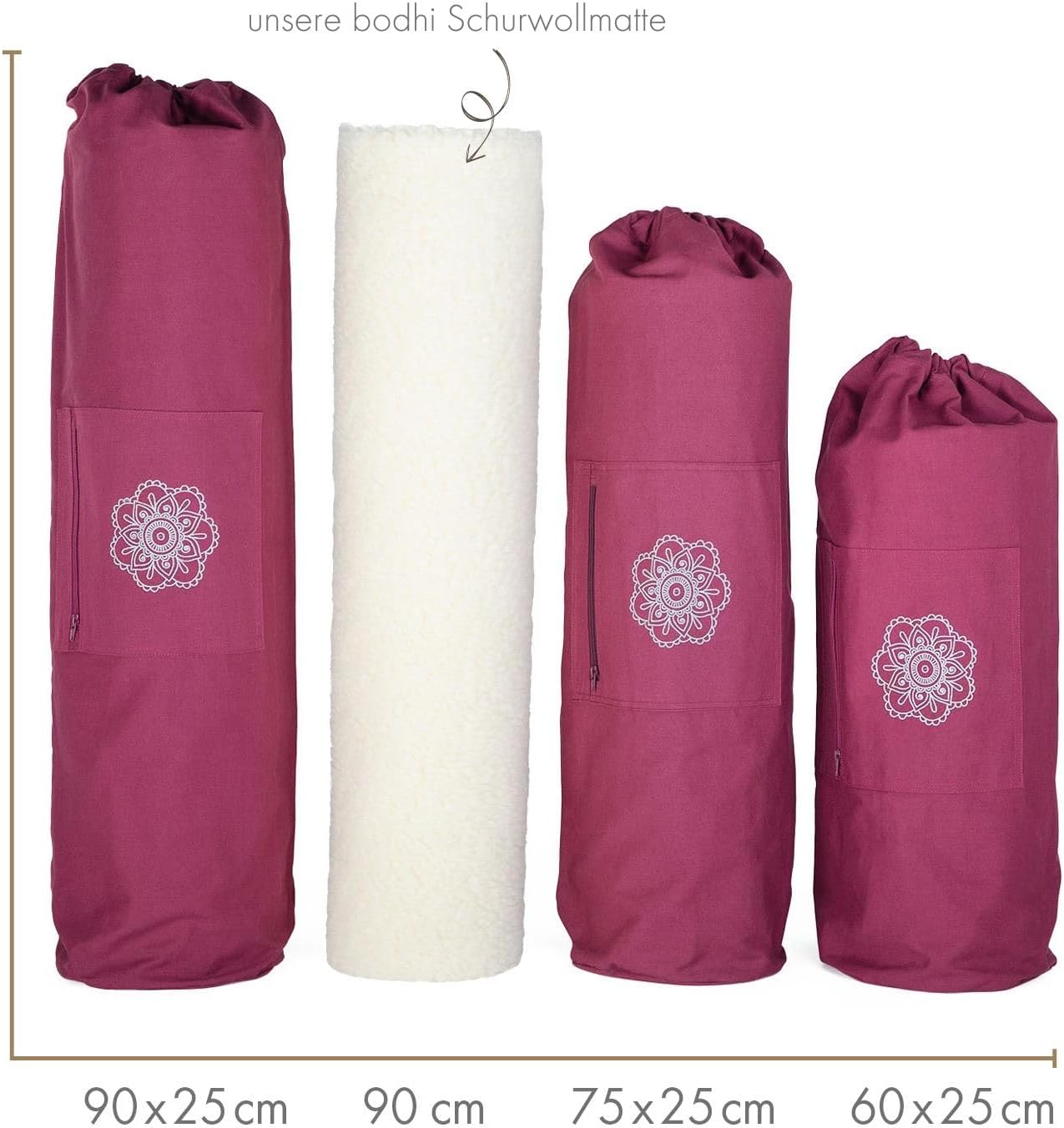 Yogatasche XL für Schurwoll- und Yogamatten, Breite 90 cm