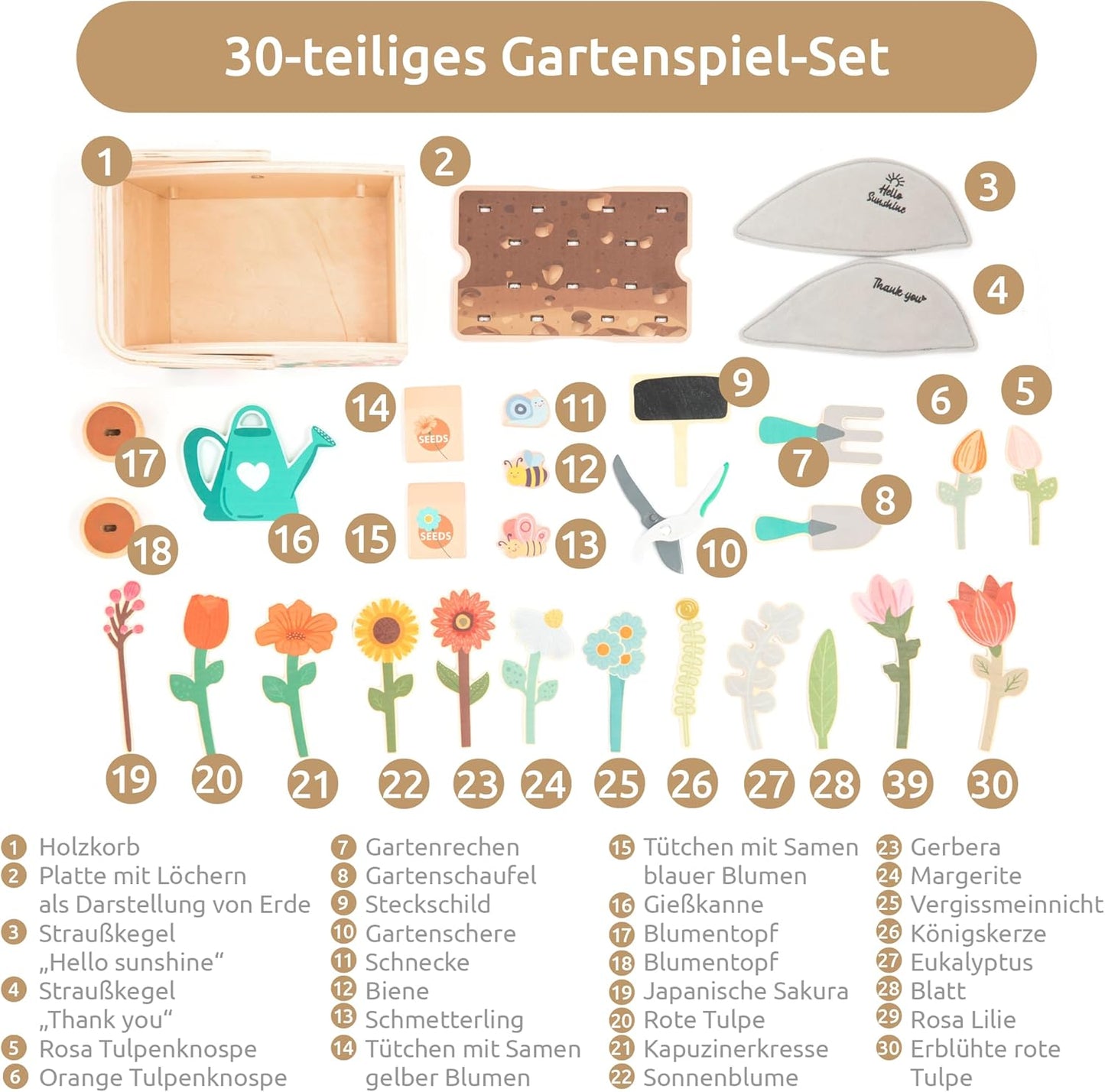 30-teiliges Gartenspielzeug Set für Kinder
