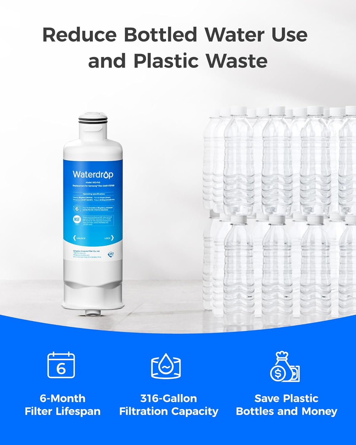 Wasserfilter WD-F45 kompatibel mit Samsung Kühlschrank, 1 Stück (1er Pack)