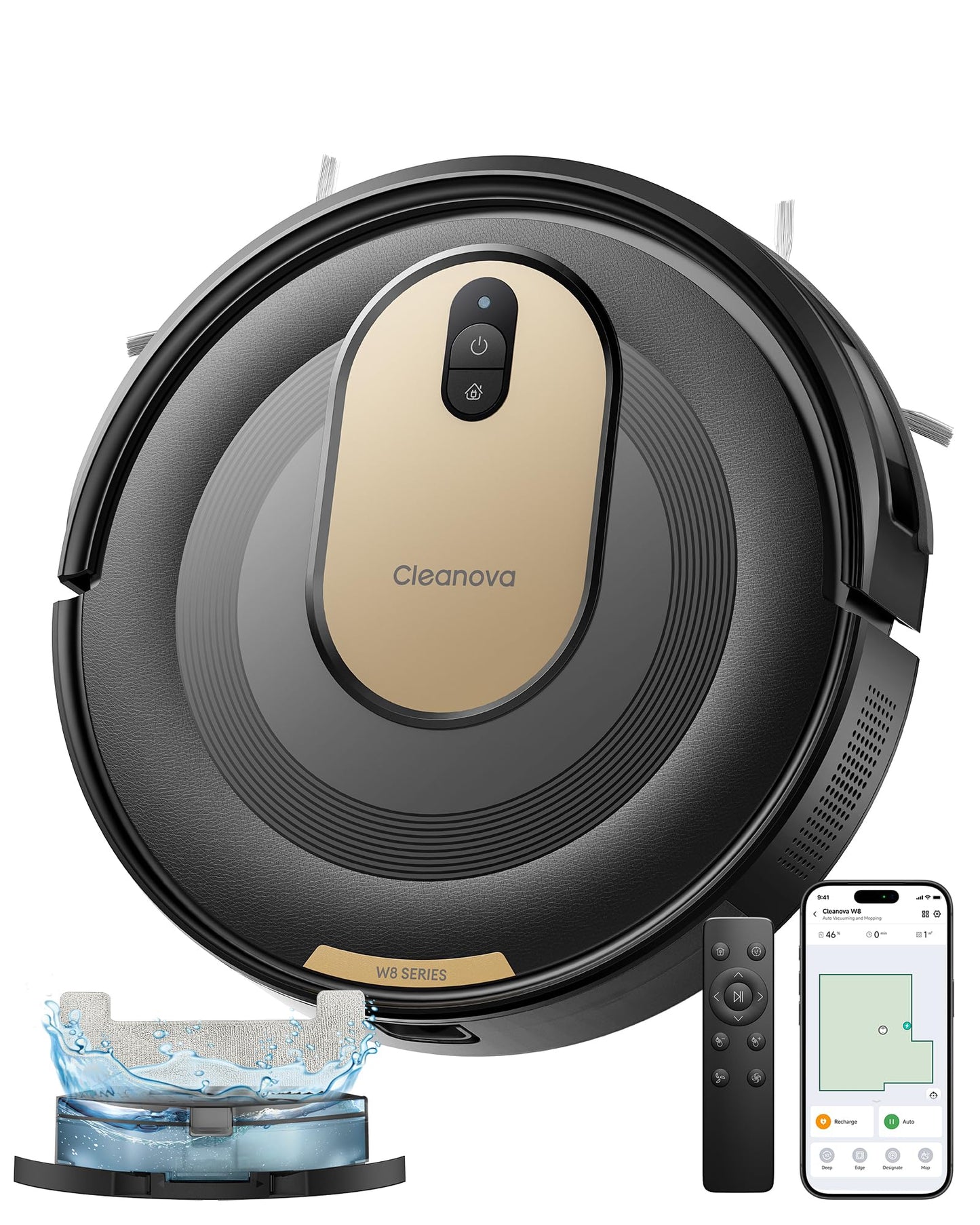W8 Saugroboter mit Wischfunktion, Schwarzes Gold