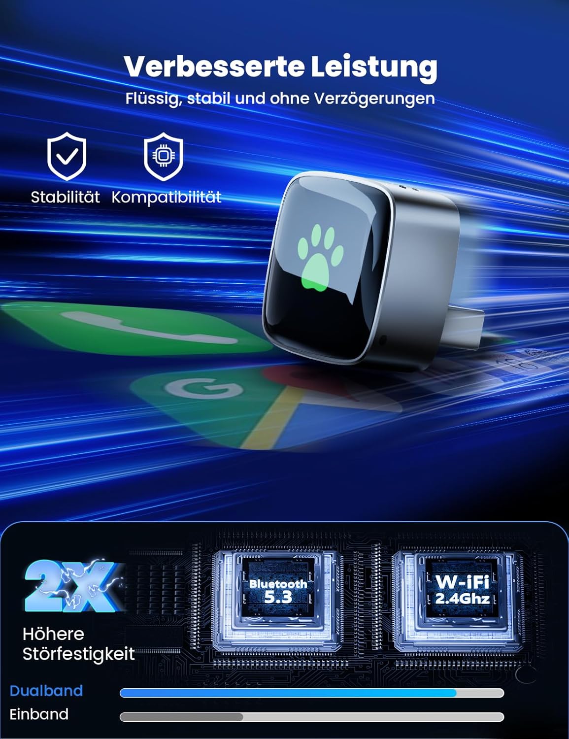 Wireless CarPlay Adapter USB/Type-C Plug & Play, czarny