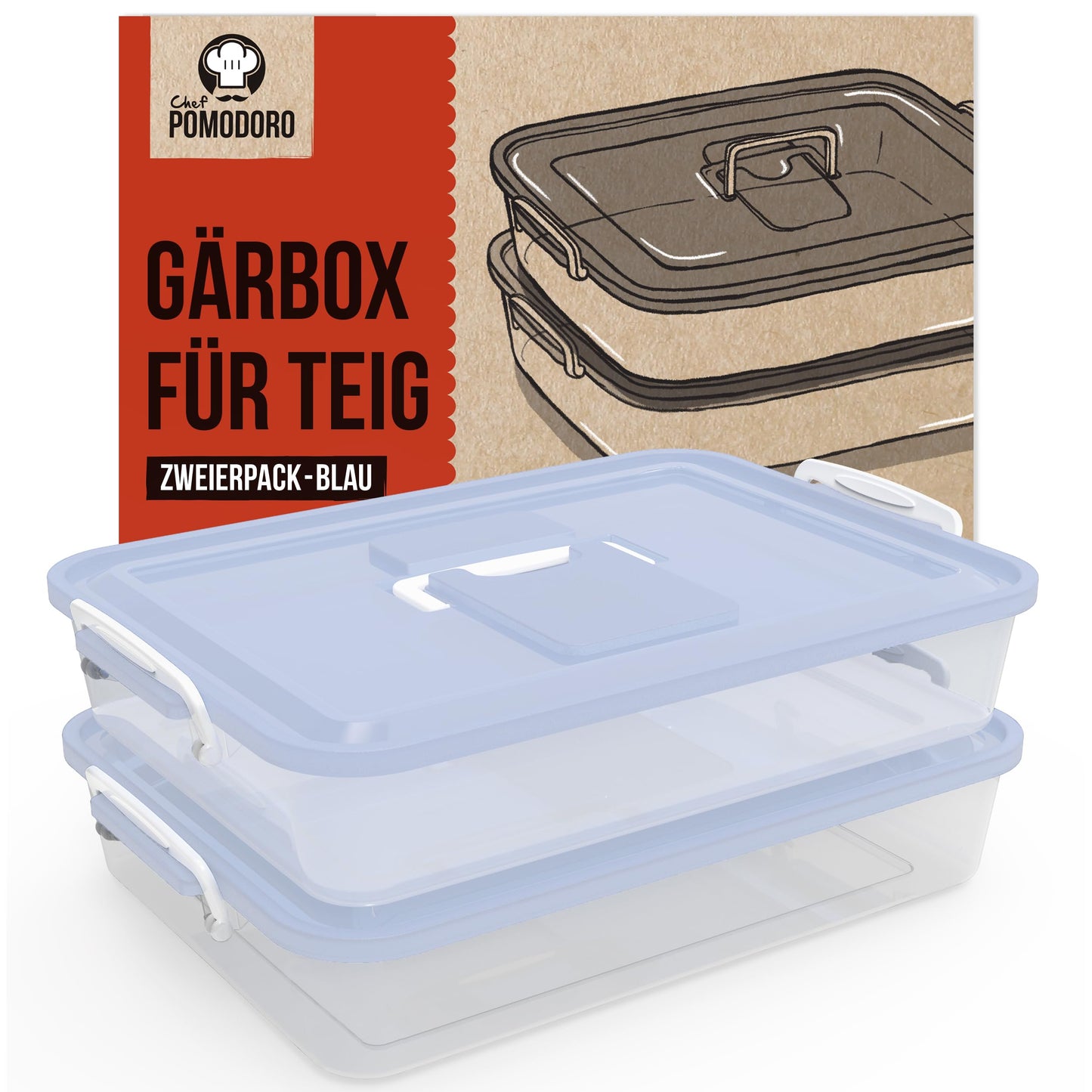 2er-Set Gärbox für Pizzateig, Blau 35,6 x 27,9 cm (2er-Pack)