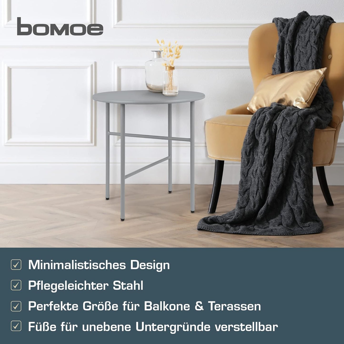 Runder Beistelltisch, Tischplatte: Ø 44cm - Höhe: 46cm Grau