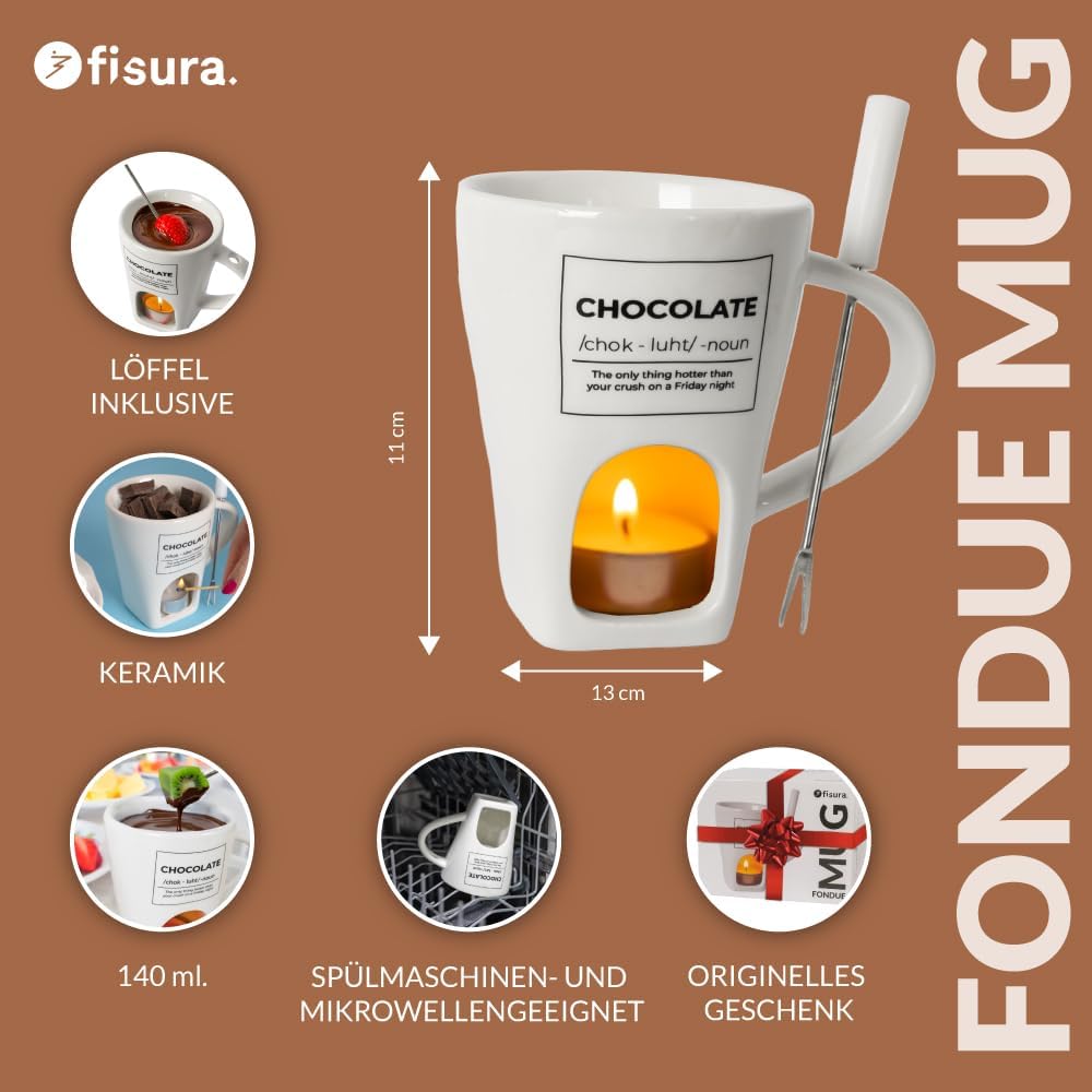 Fondue-Tasse für Schokolade und Käse, Chocolate, Weiß