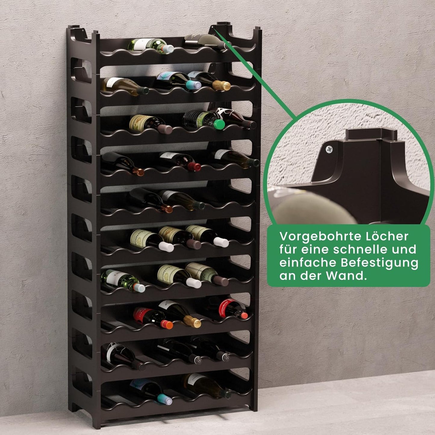Modulares Weinregal für 60 Flaschen, 60 Flaschen Schwarz
