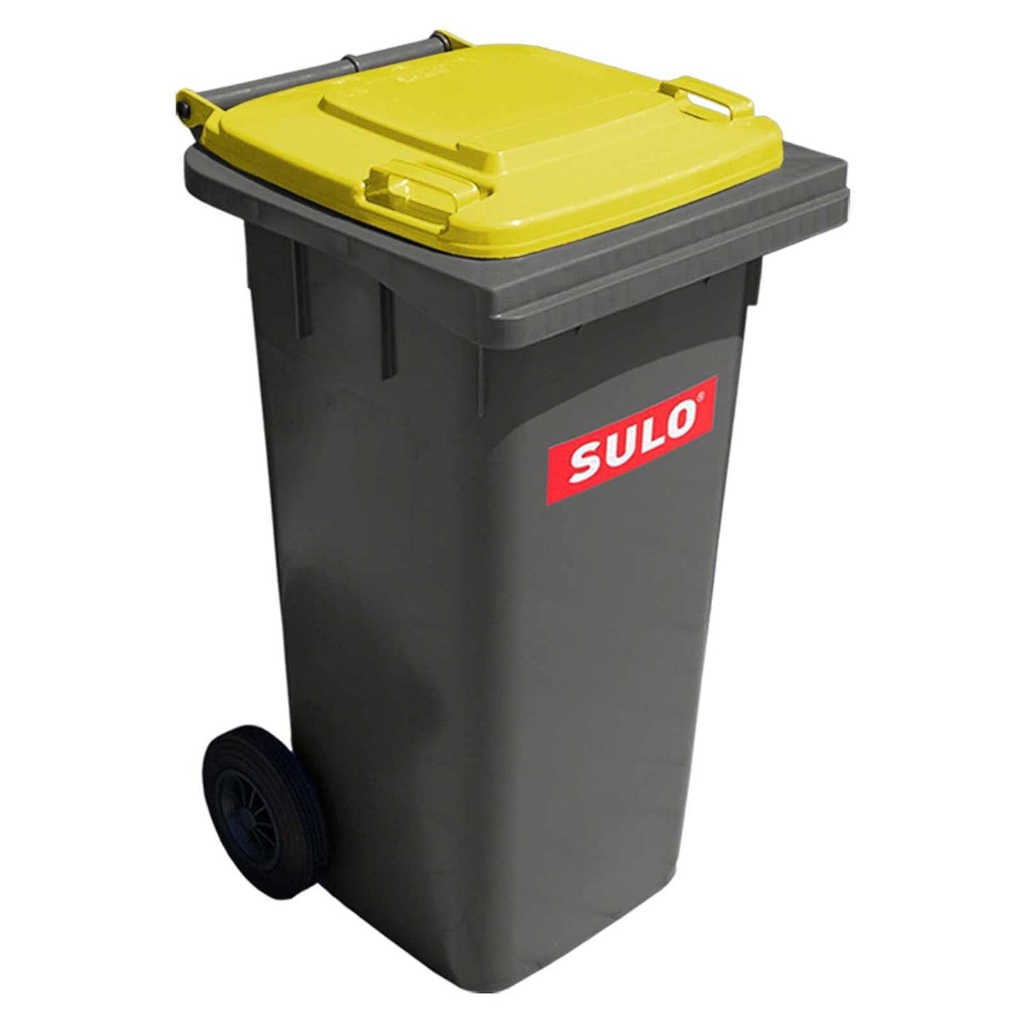 Mülltonne mit Deckel (grau/gelb)