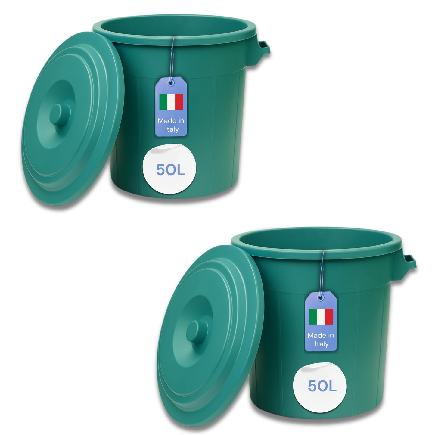 Mülltonne mit Deckel, Grün 2x50L