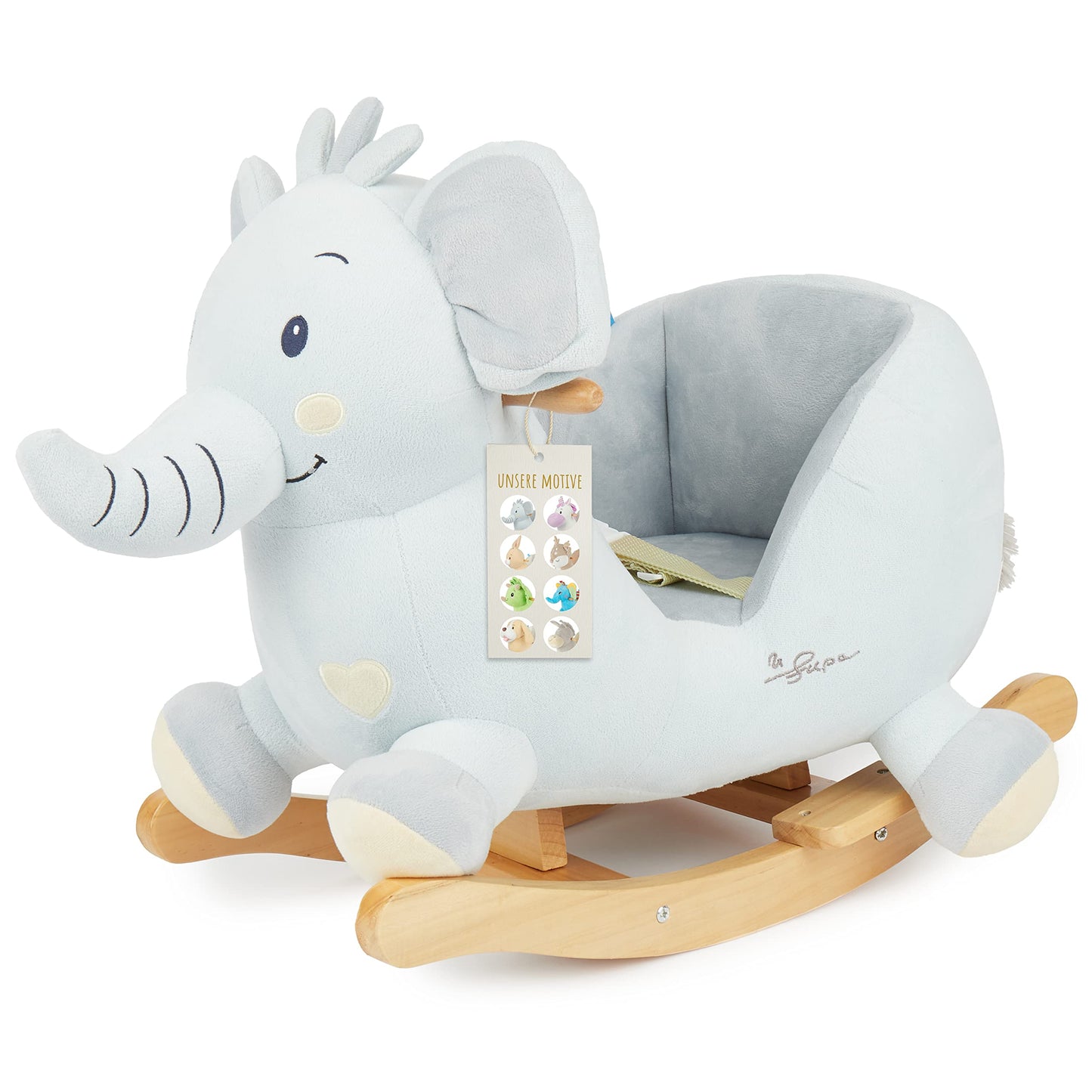 Schaukeltier Elefant Tiko mit Sicherheitsgurt, Elefant Tiko