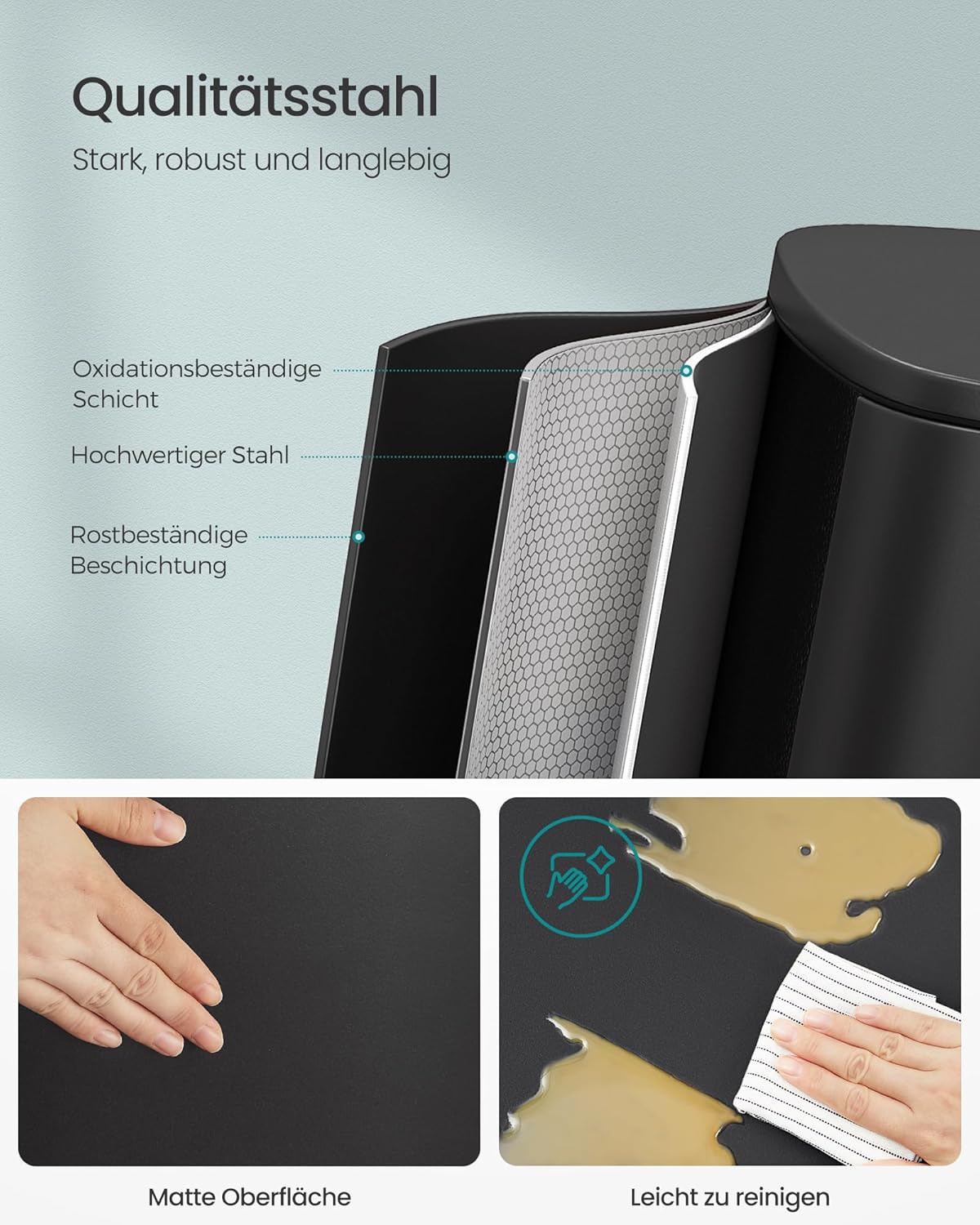 Treteimer mit Softclose (50L), Schwarz