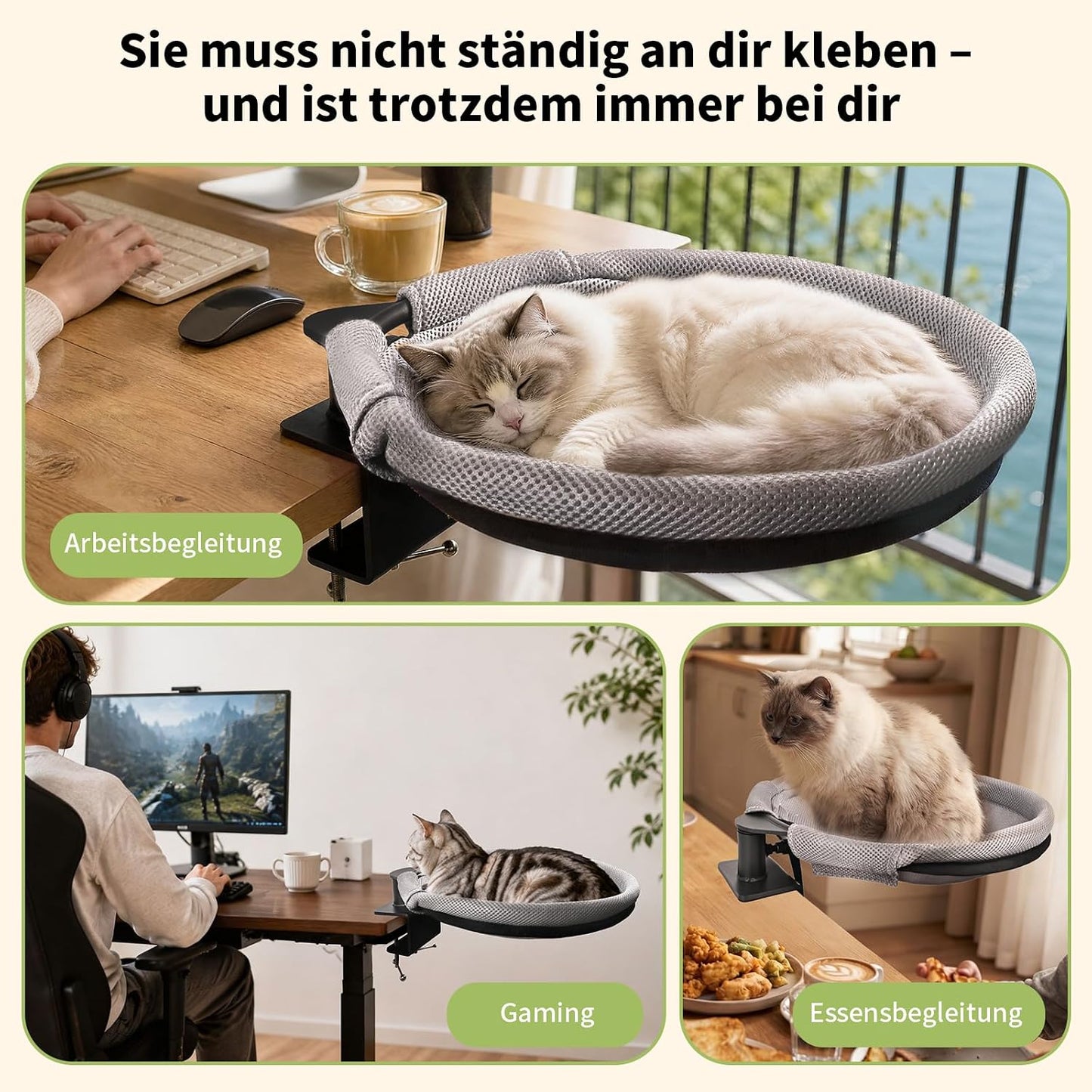 Katzenbett für Schreibtisch, 360° drehbar, Style C
