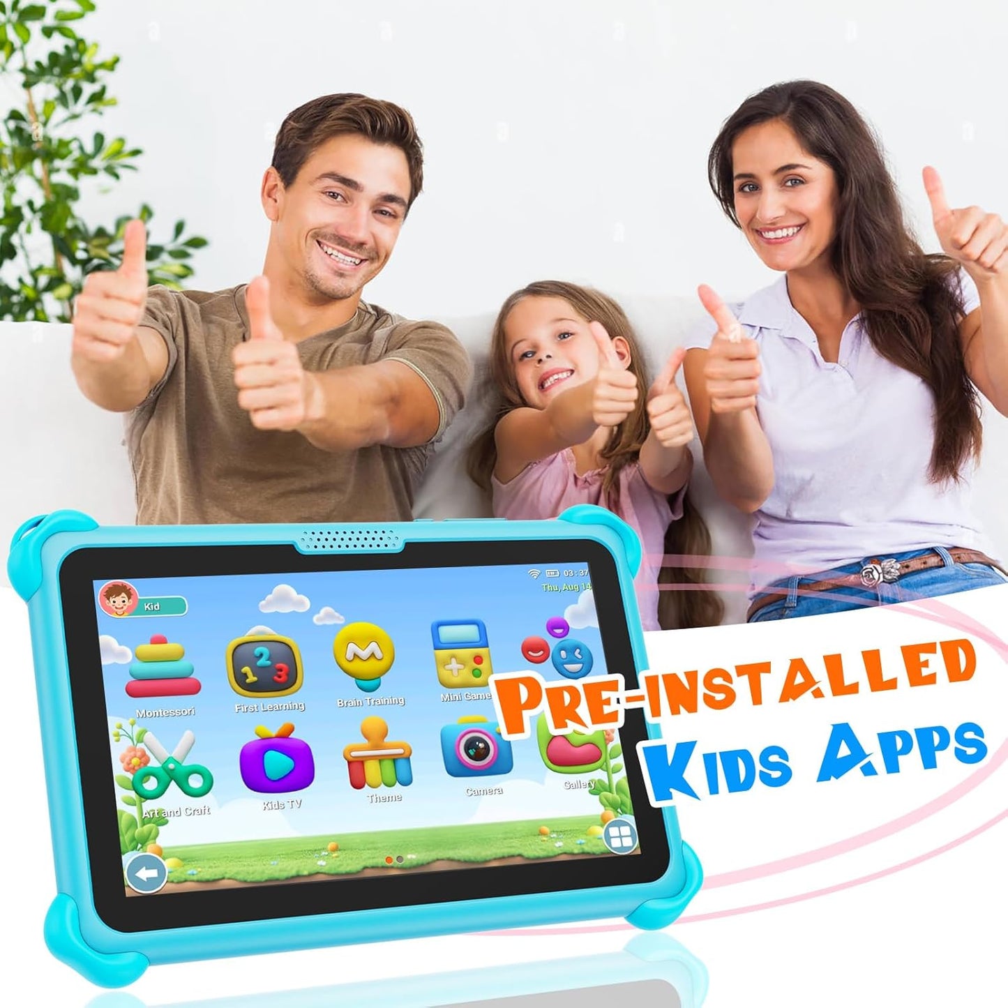 Kinder Tablet mit Kindersicherung und Lern-Apps, Blau