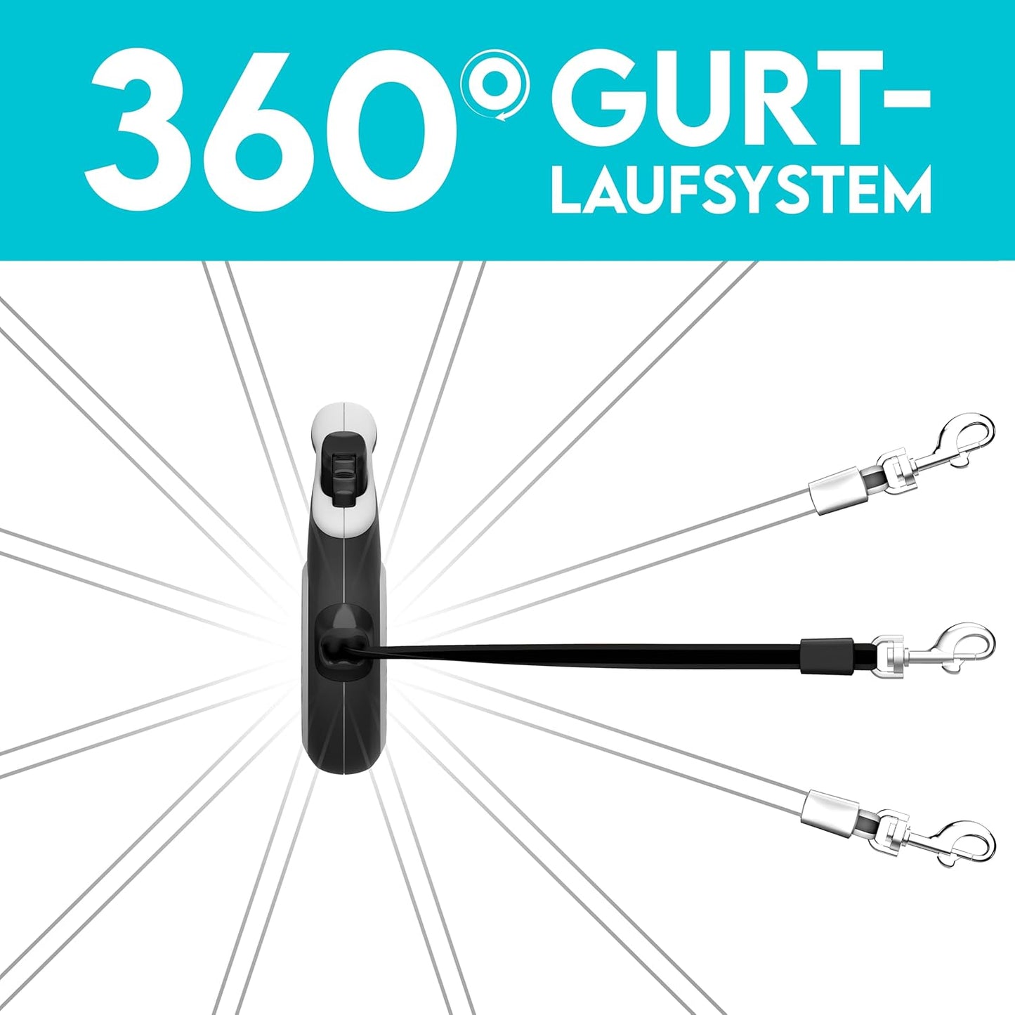 Rollleine, S | 5m | bis 15kg Weiß | Schwarz