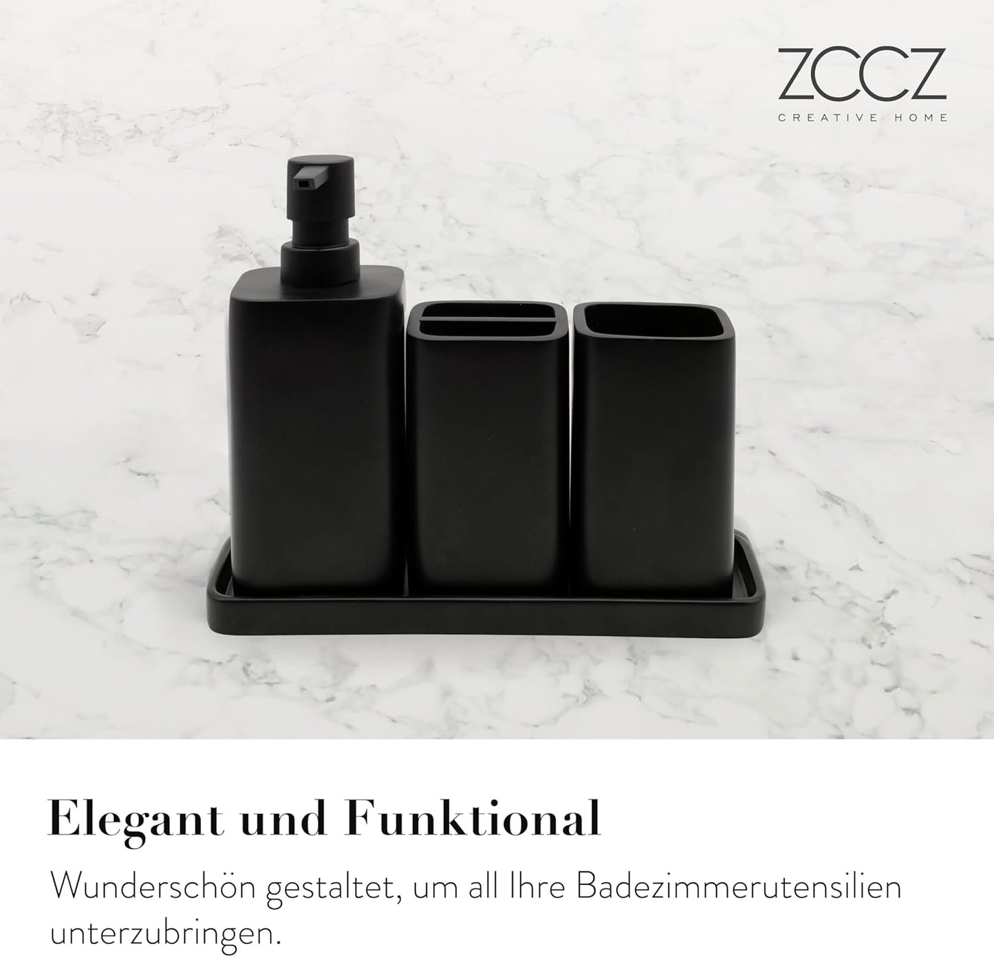 Badezimmer Organizer-Set (4-teilig), Schwarz Matte