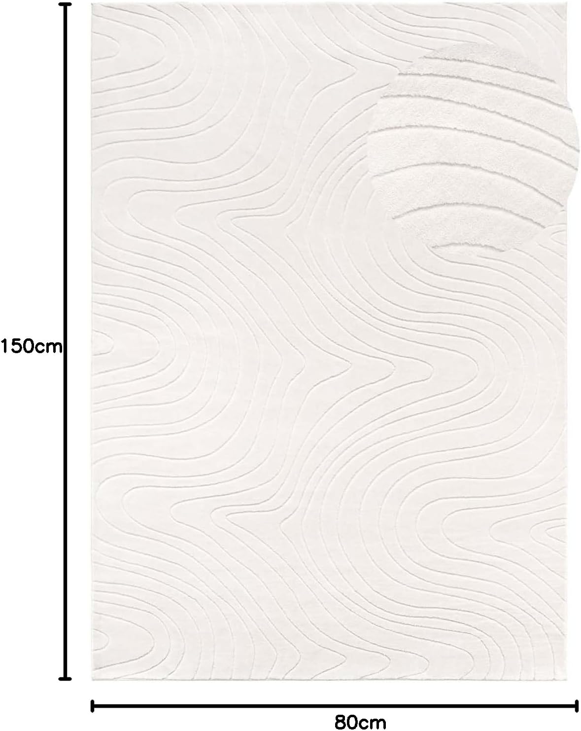 Waschbarer Badvorleger, 80x150 cm, Creme Abstrakte Wellen 80 x 150 cm (Rechteckig)