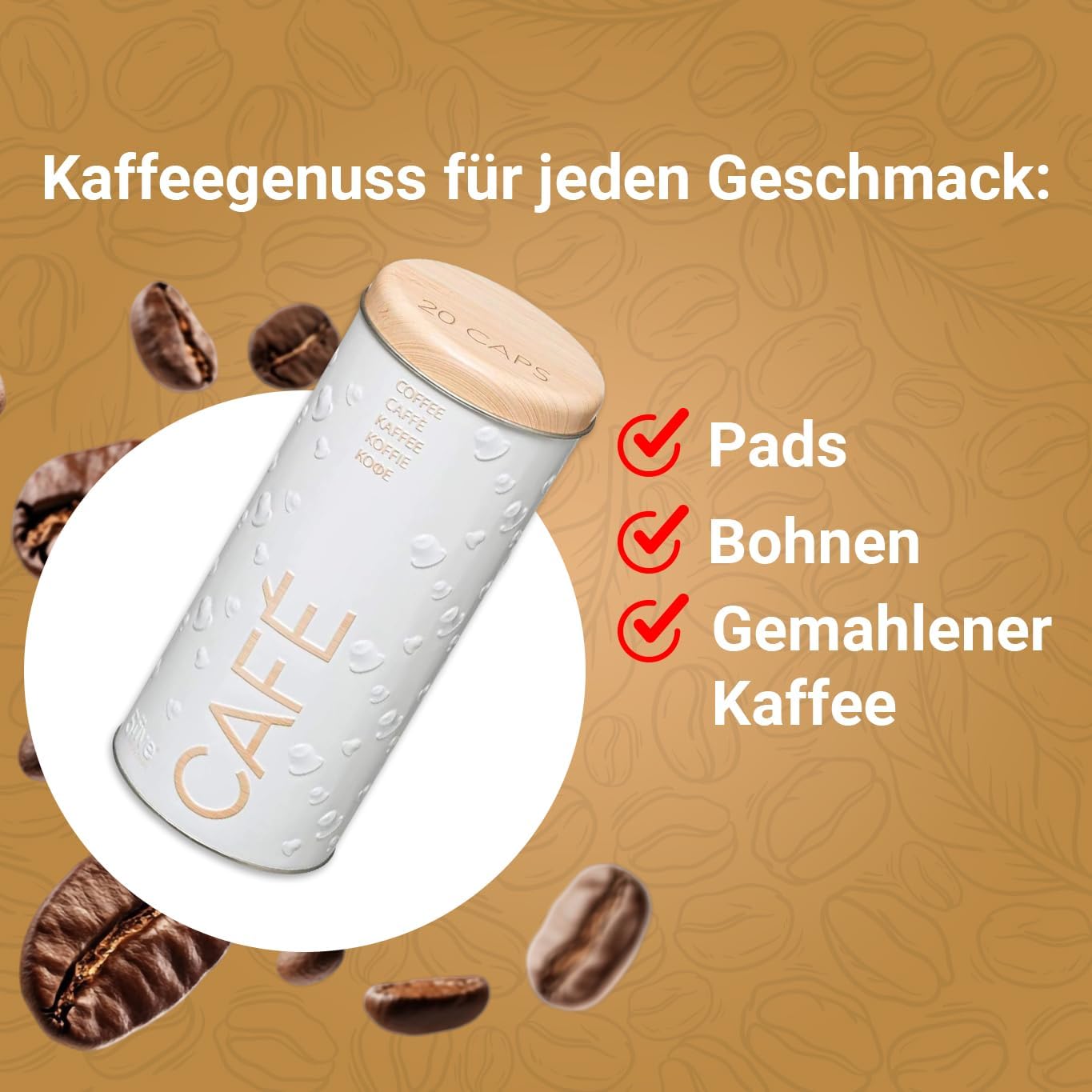 2er-Set Aufbewahrungsdose für Kaffeepads, Weiß